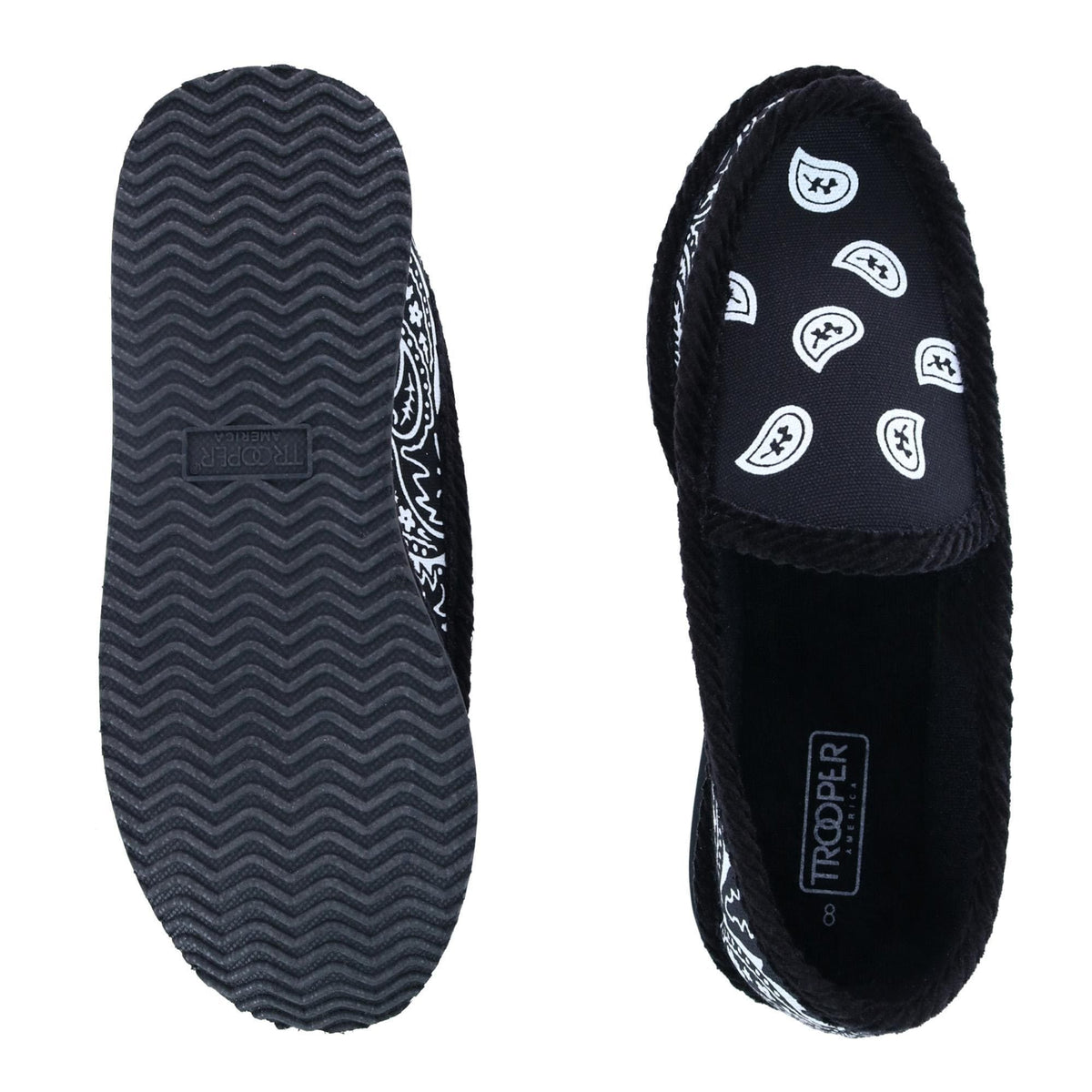 Trooper America Men's Bandana Print Slip On House Shoe Slipper - Black