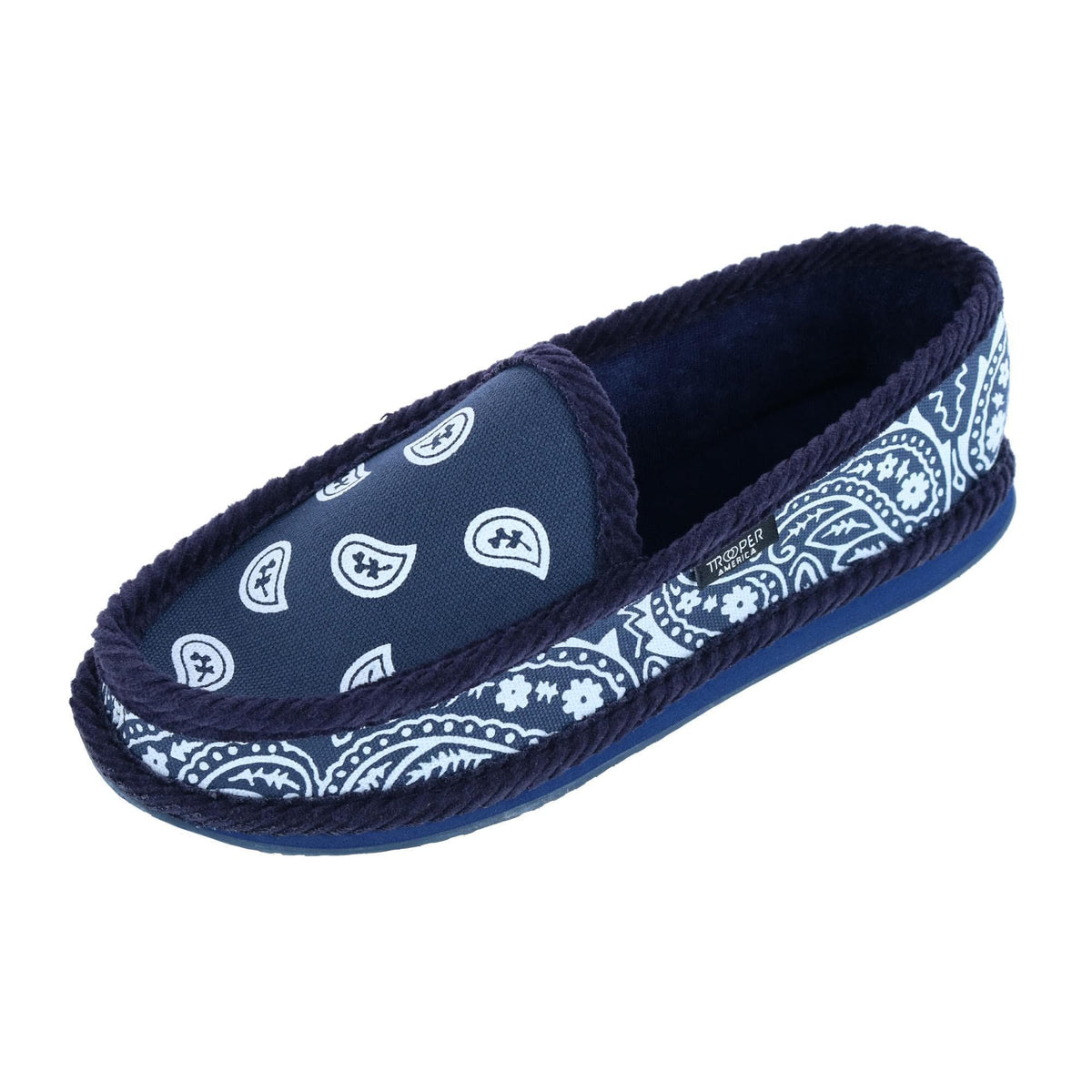 Trooper America Men's Bandana Print Slip On House Shoe Slipper - Navy