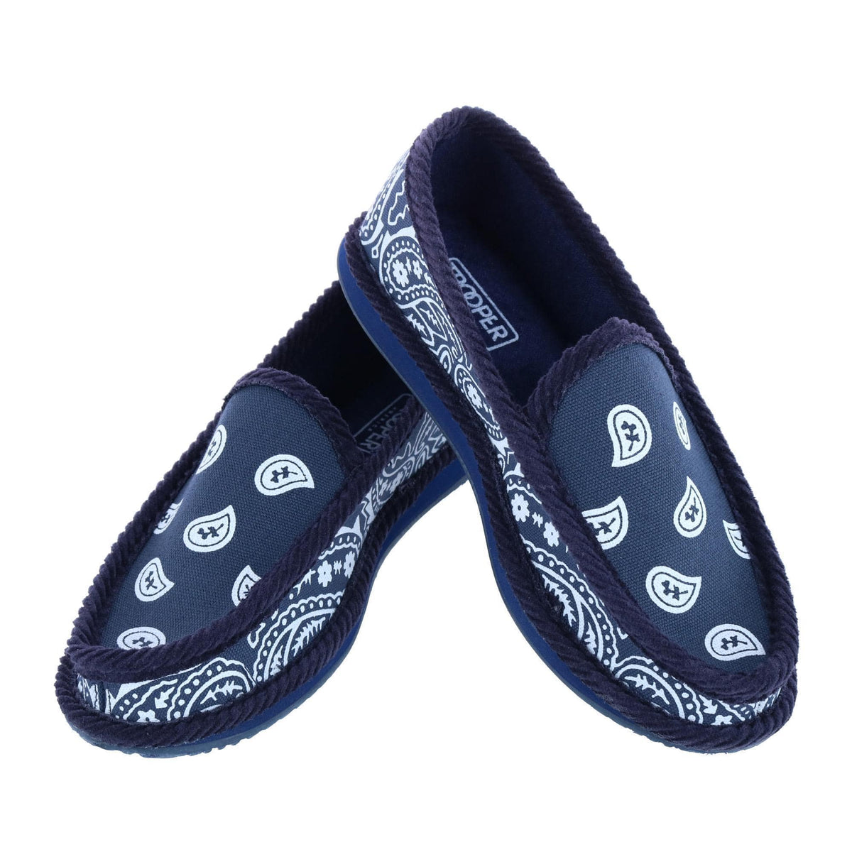 Trooper America Men's Bandana Print Slip On House Shoe Slipper - Navy