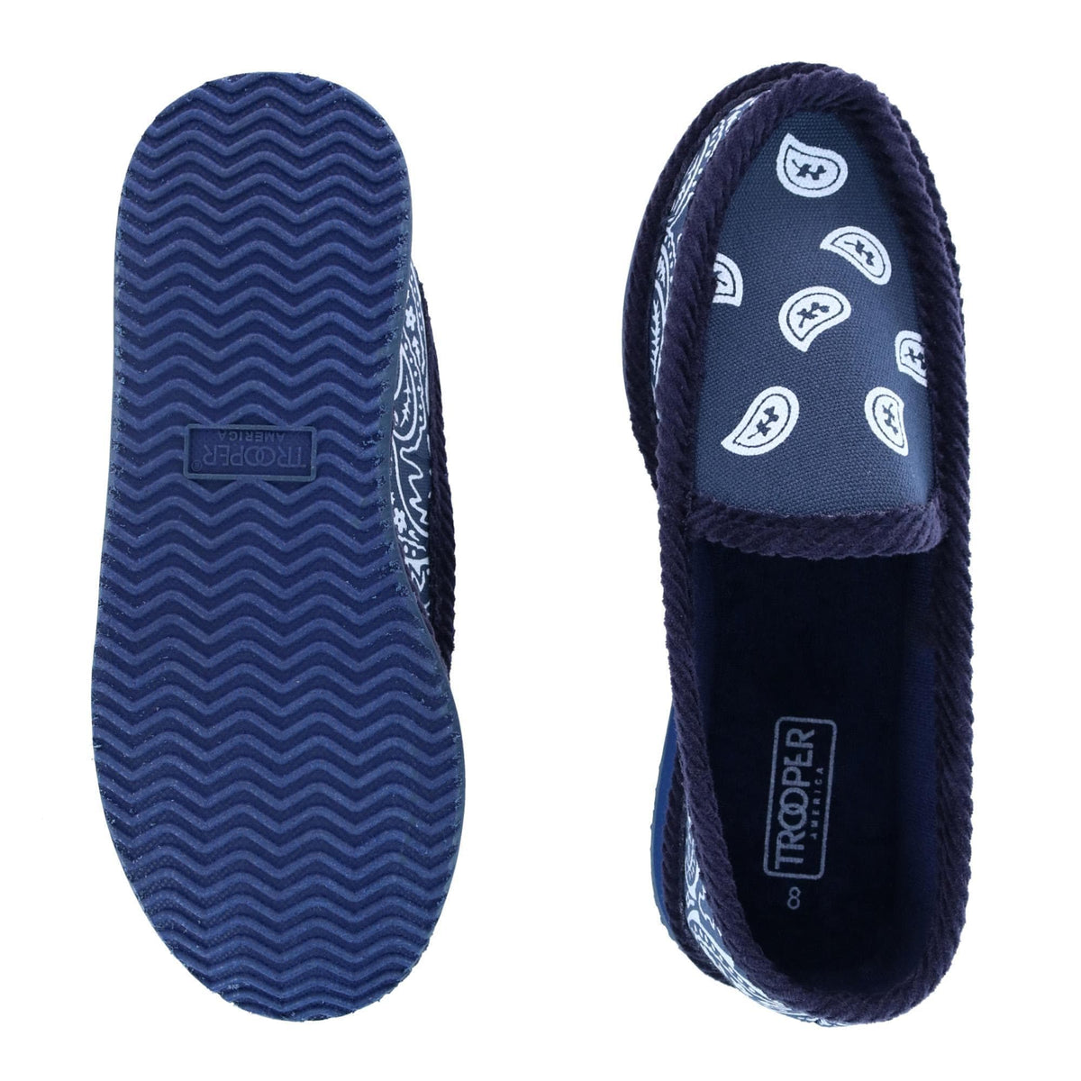 Trooper America Men's Bandana Print Slip On House Shoe Slipper - Navy