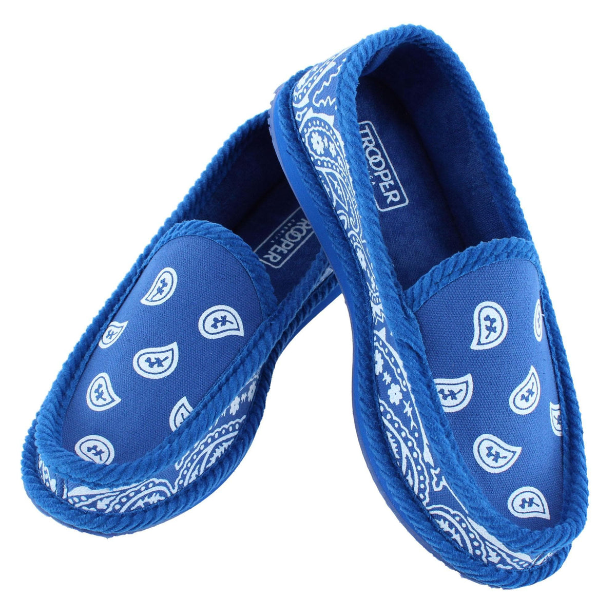 Trooper America Men's Bandana Print Slip On House Shoe Slipper - Royal Blue