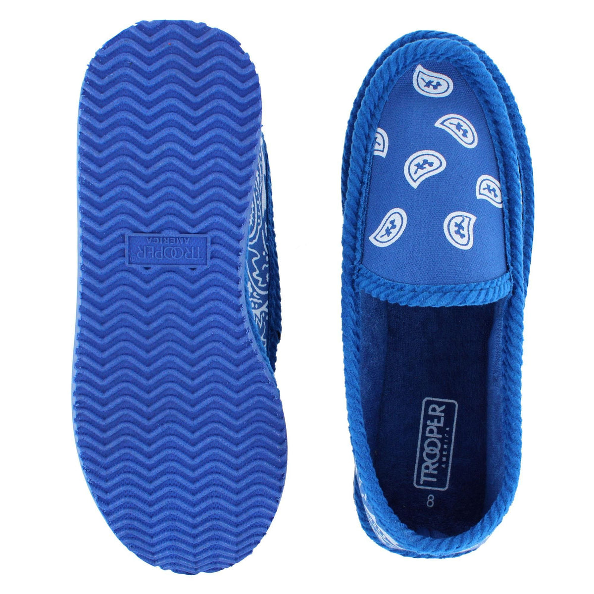Trooper America Men's Bandana Print Slip On House Shoe Slipper - Royal Blue