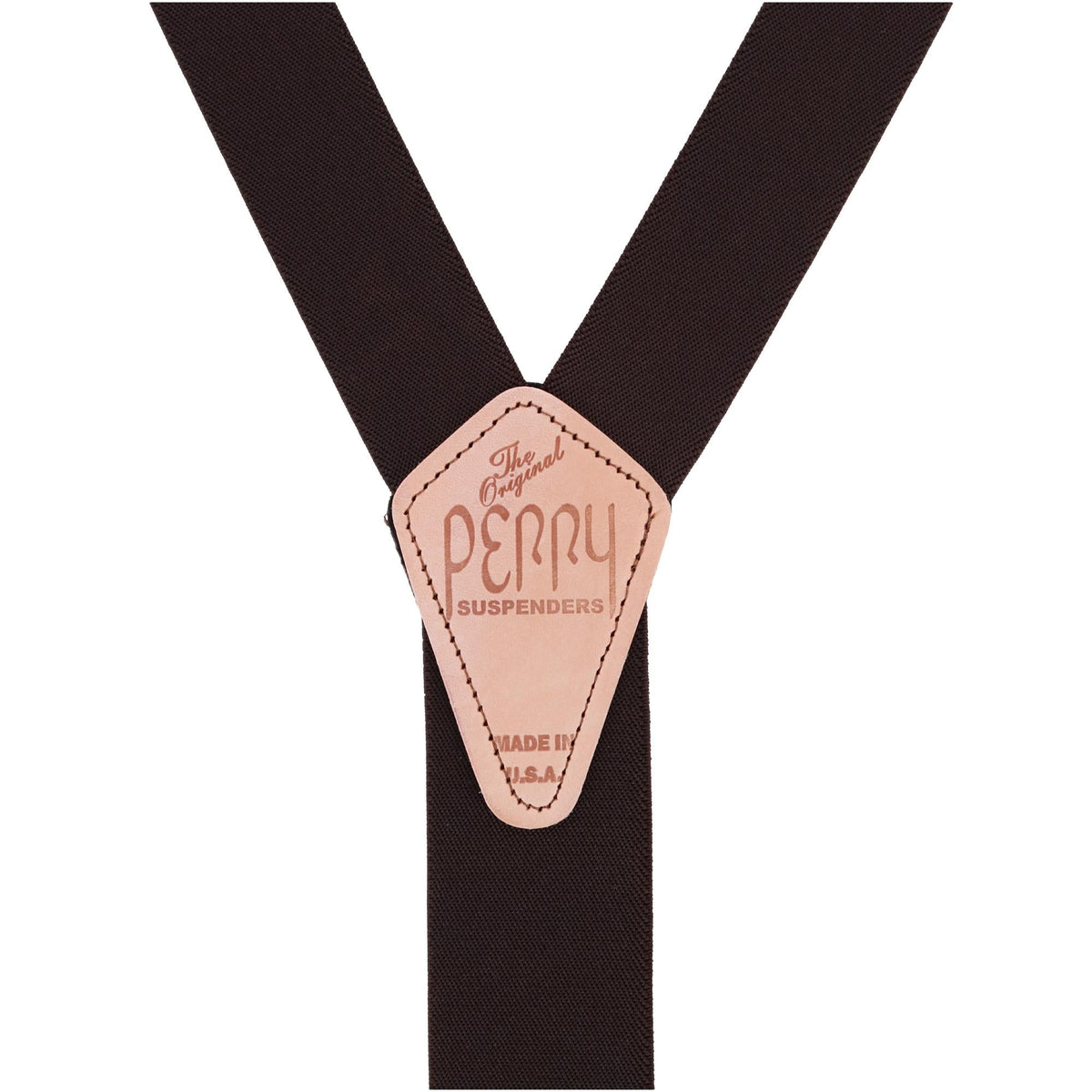 Perry Suspenders™ Men's Elastic 1.5 Inch Wide Hook End Suspenders - Brown