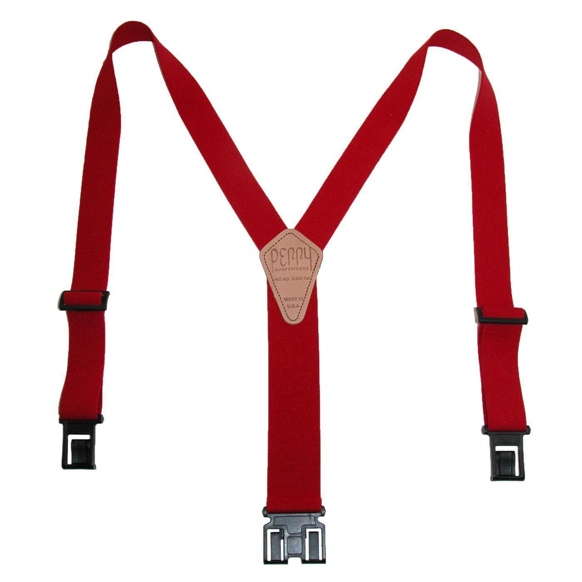 Perry Suspenders™ Men's Elastic 1.5 Inch Wide Hook End Suspenders - Red
