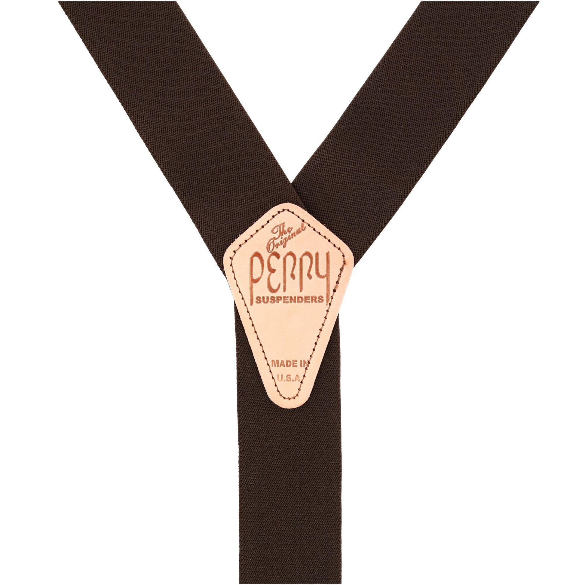Perry Suspenders™ Men's Elastic 2 Inch Hook End Suspenders (Tall Available) - Brown