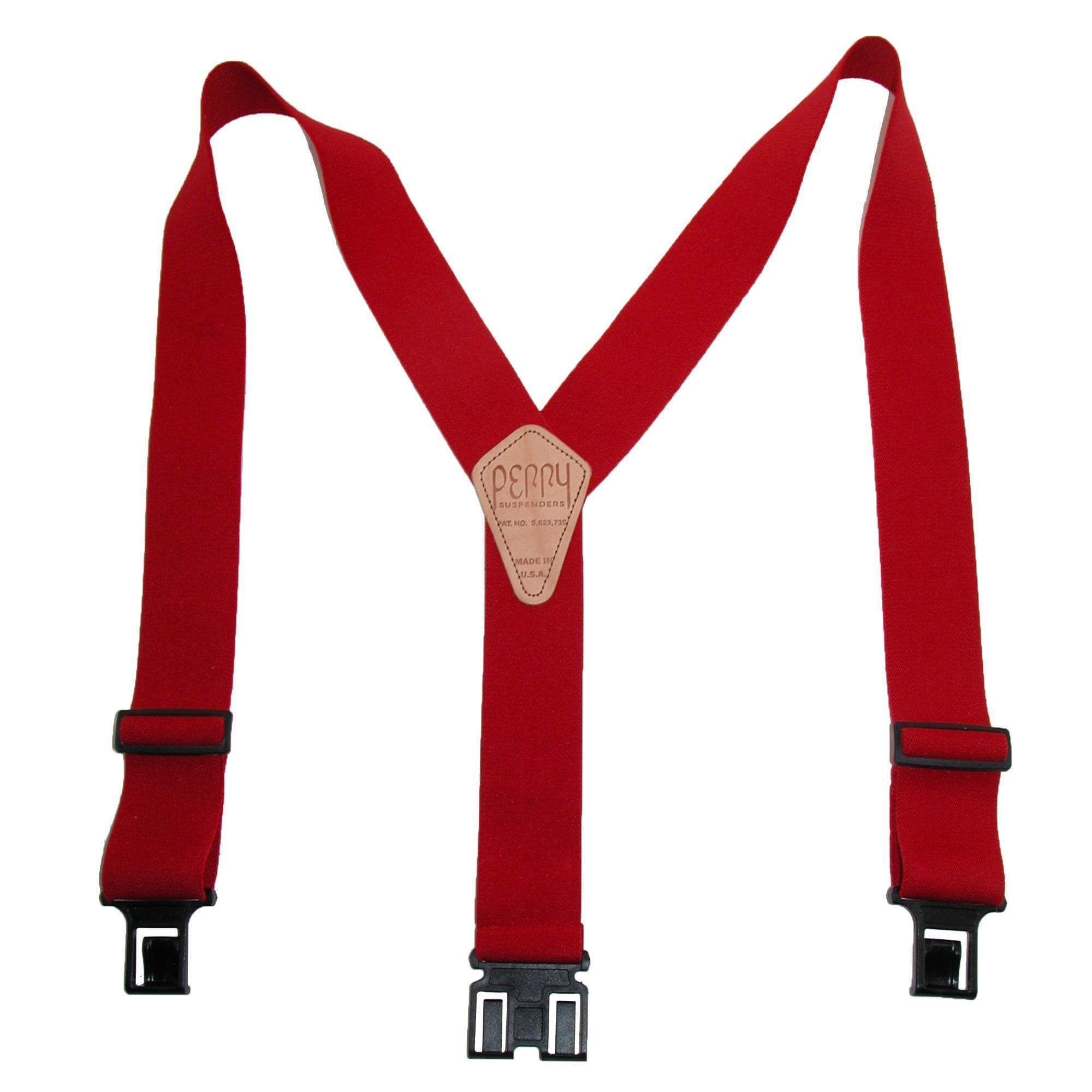 Perry Suspenders™ Men's Elastic 2 Inch Hook End Suspenders (Tall Available) - Red