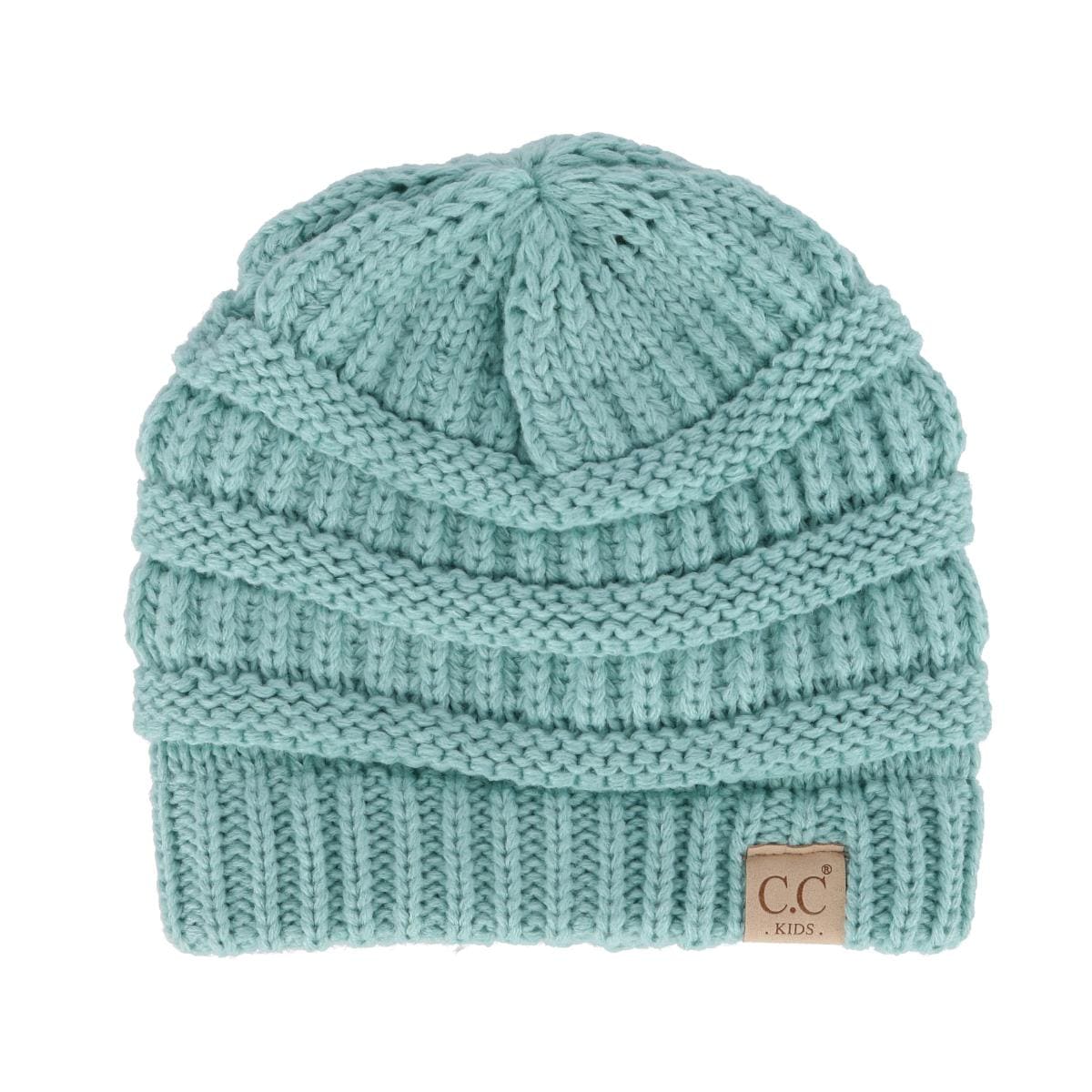 C.C Kids' One Size (2-5) Fuzzy Lined Solid Cable Knit Winter Beanie - Mint