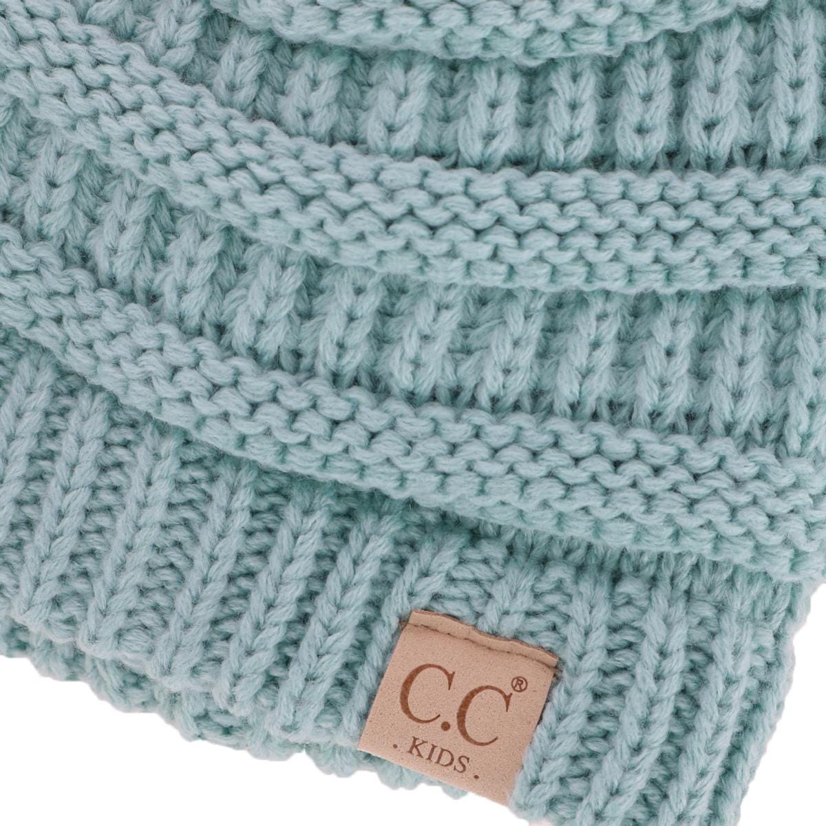 C.C Kids' One Size (2-5) Fuzzy Lined Solid Cable Knit Winter Beanie - Mint