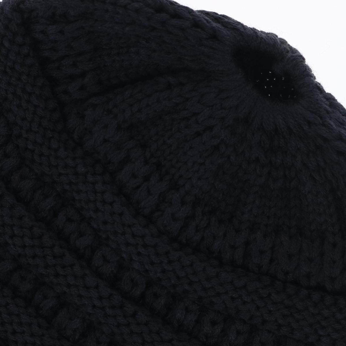 C.C Girl's One Size (2-5) Pony Tail Solid Cable Knit Winter Beanie - Black