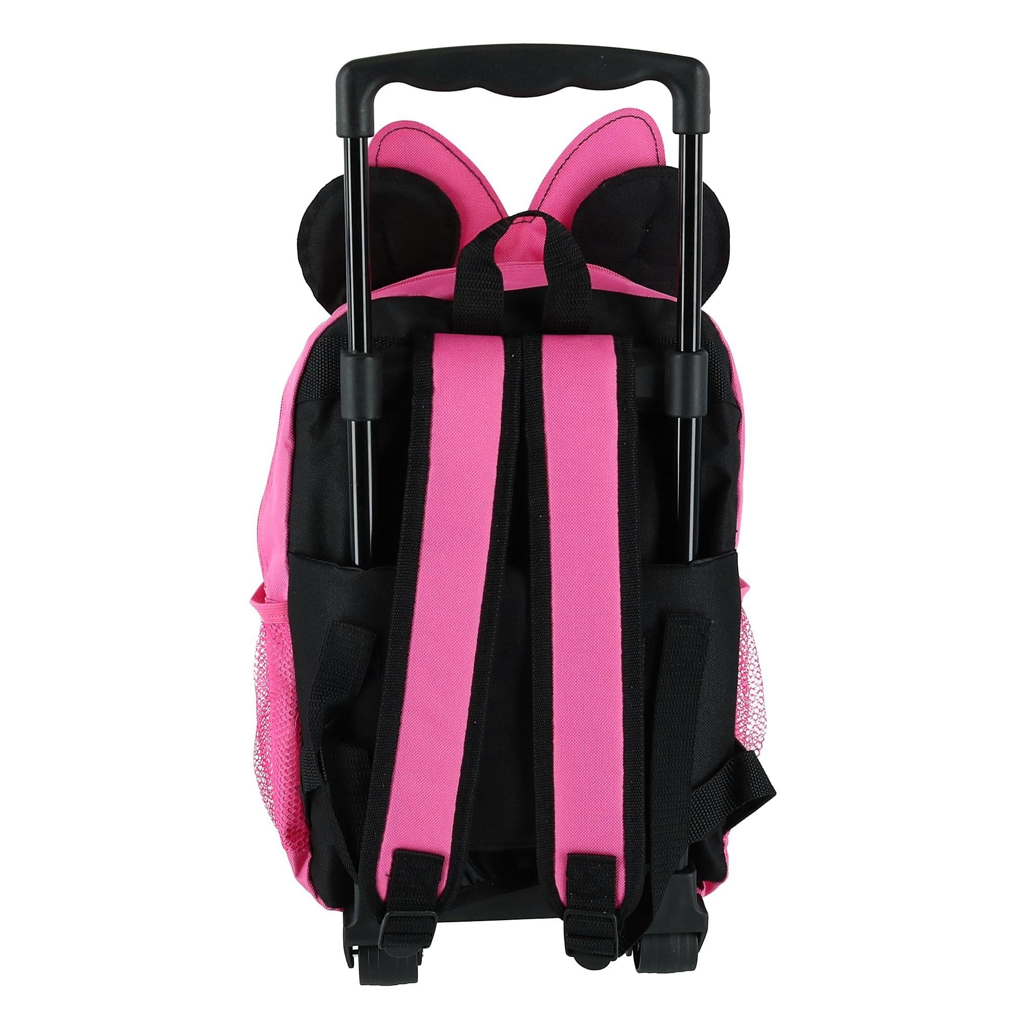 Disney Kids' 14 Inch Big Face Minnie Mouse Rolling Backpack - Pink
