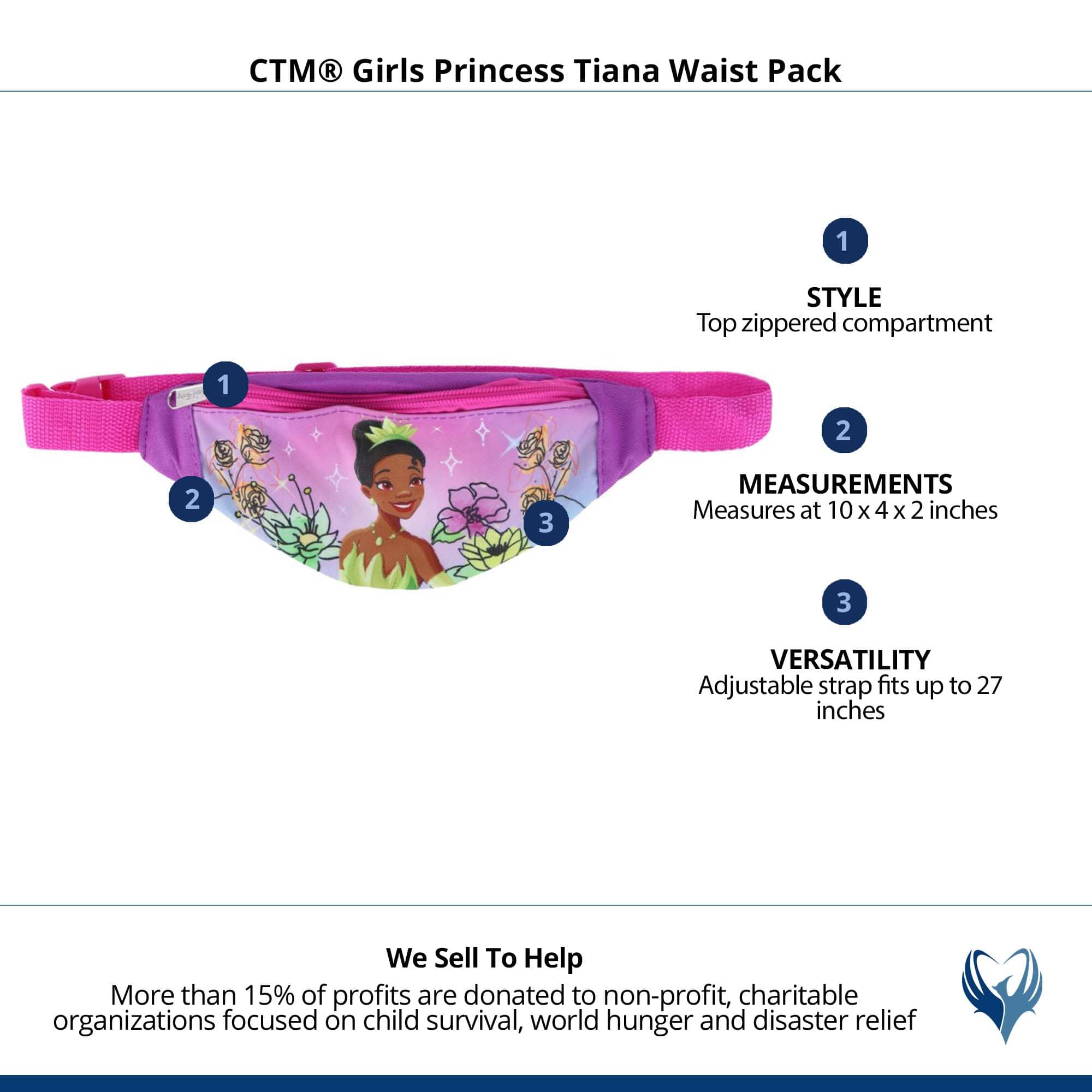CTM® Girls Princess Tiana Waist Pack - Purple