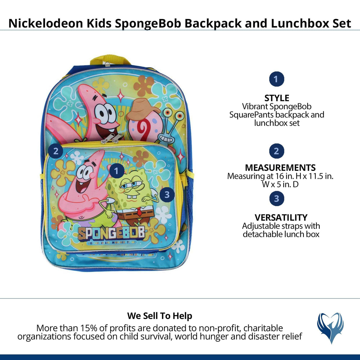 Nickelodeon Kids SpongeBob Backpack and Lunchbox Set - Blue