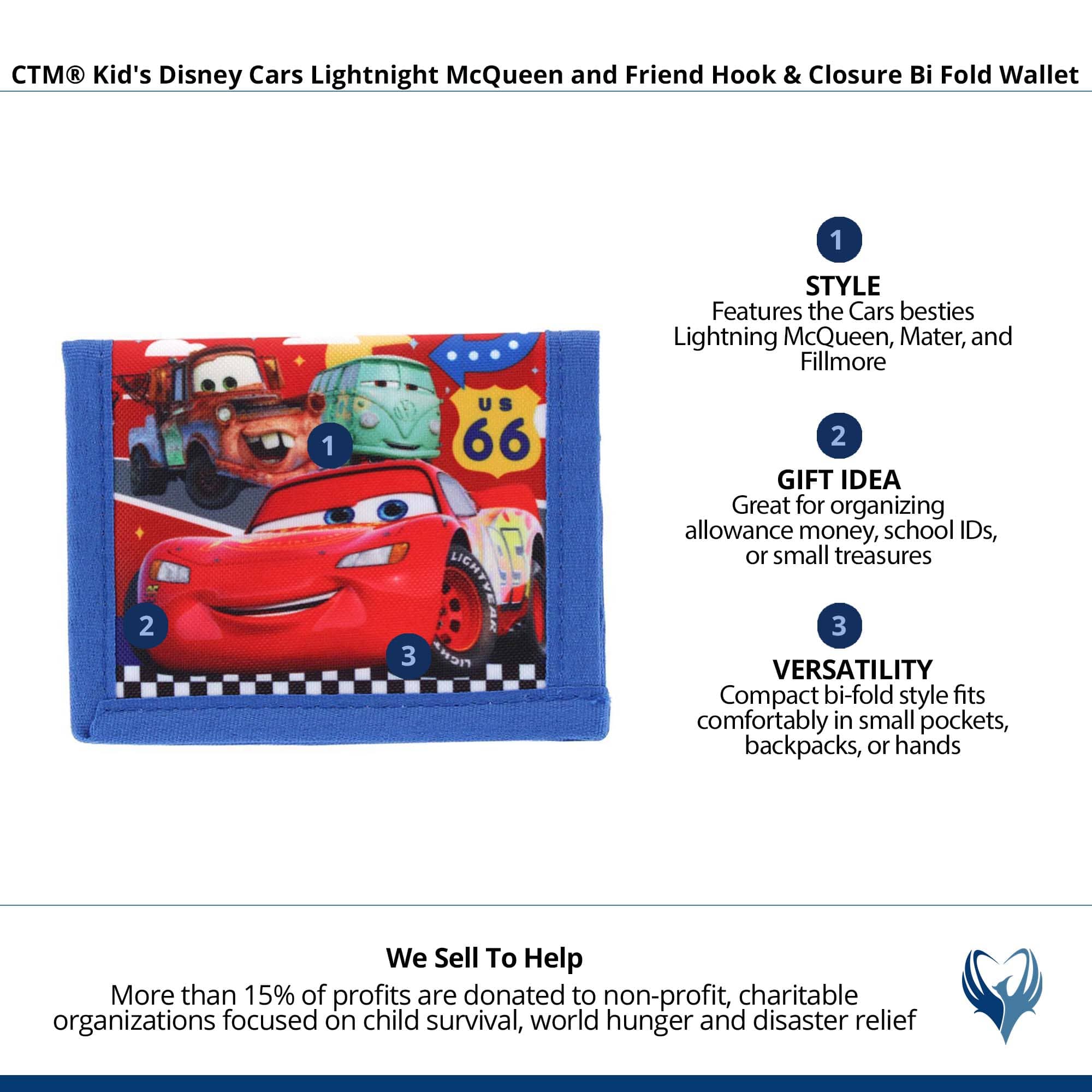 CTM® Kid's Disney Cars Lightning McQueen and Friend Bi Fold Wallet - Red
