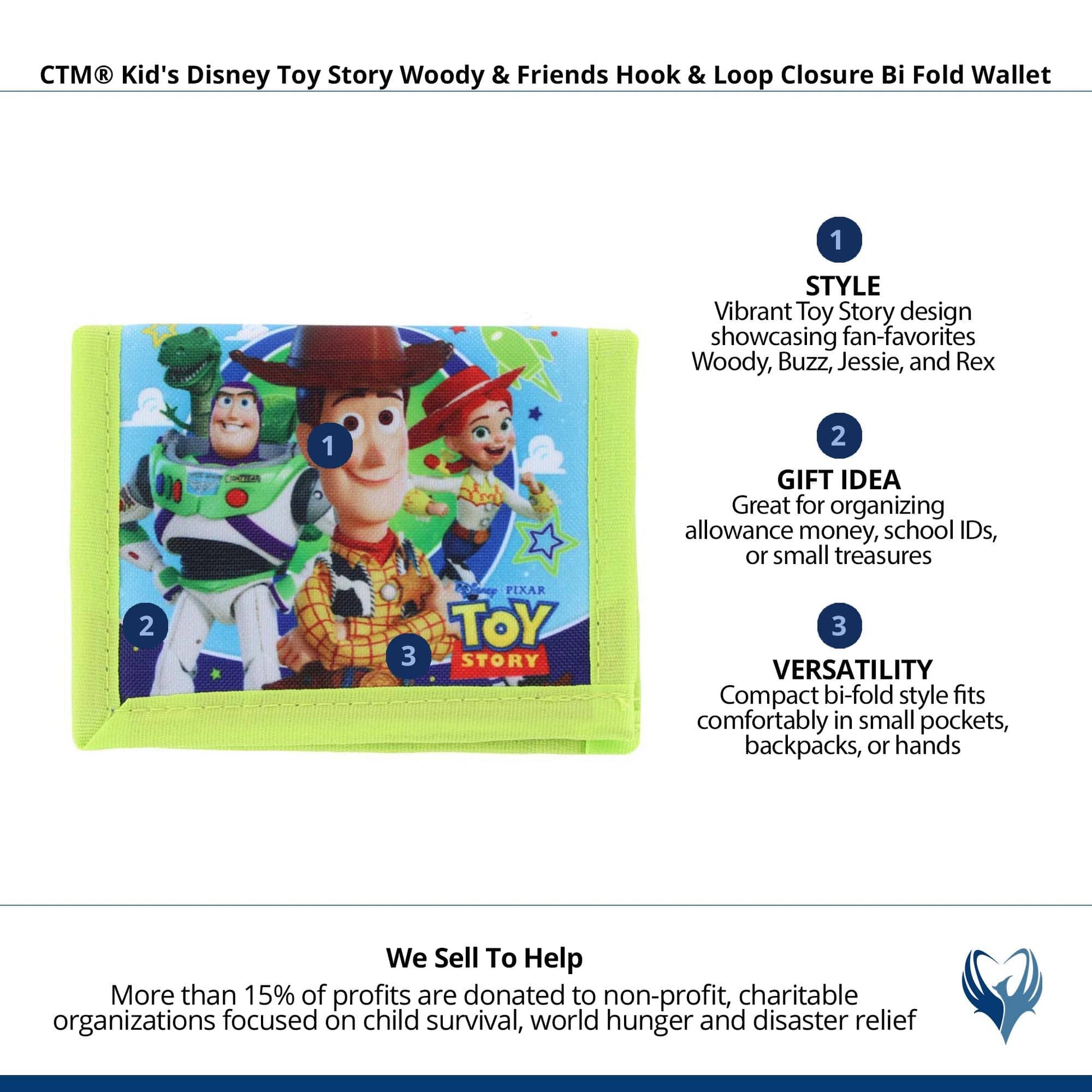 CTM® Kid's Disney Toy Story Woody & Friends Bi Fold Wallet - Blue
