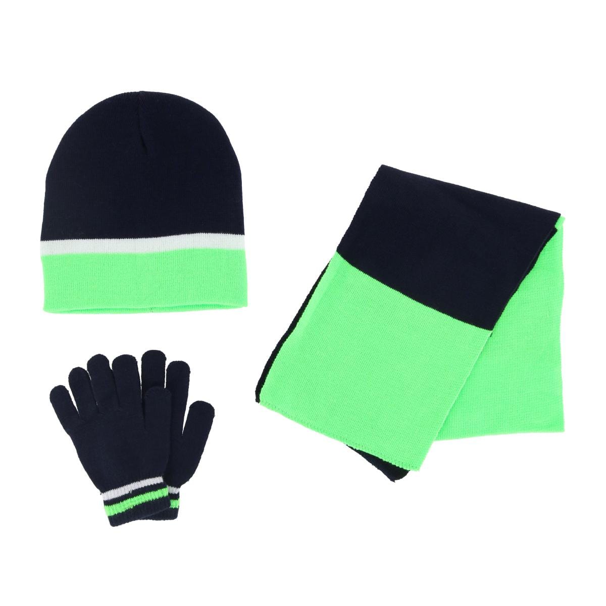 Polar Wear Girl's 3-6 Color Block Winter Beanie Scarf and Gloves Set