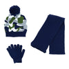Boy's One Size Camo Beanie Pom Hat Scarf and Gloves Set