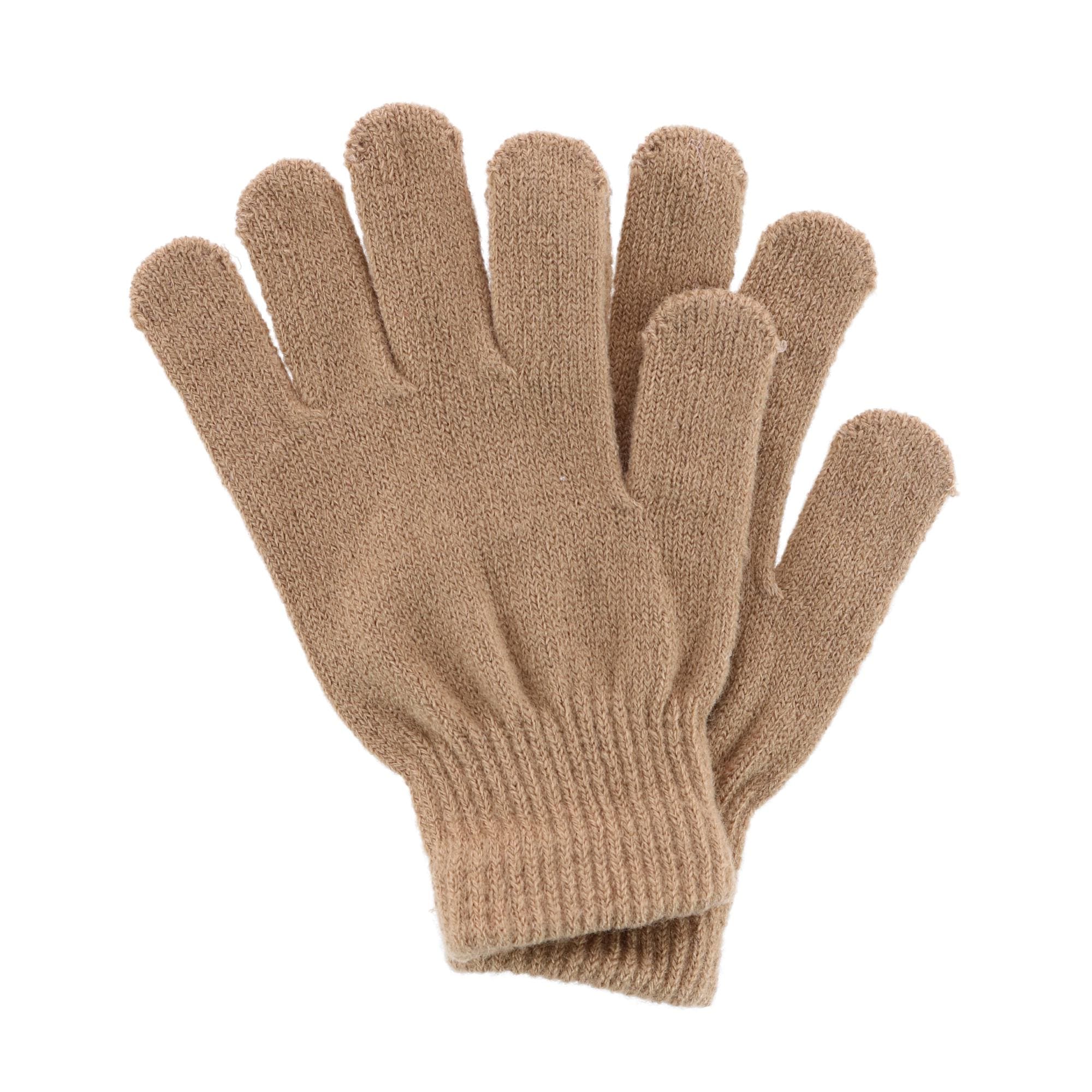 CTM® Girl's 7-14 Leopard Print Winter Pom Hat and Glove Set by Connex Gear - Beige