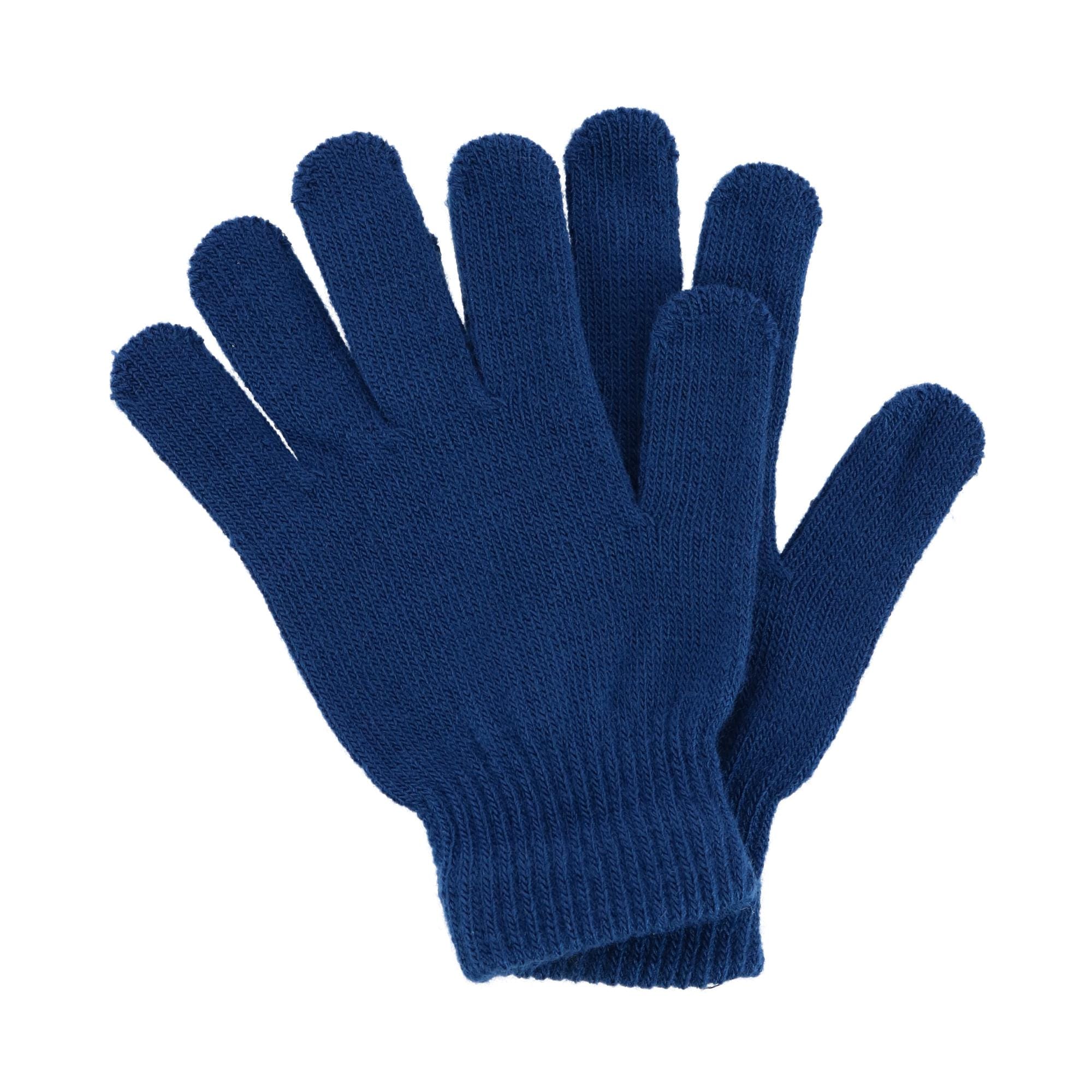 CTM® Girl's 7-14 Leopard Print Winter Pom Hat and Glove Set by Connex Gear - Blue