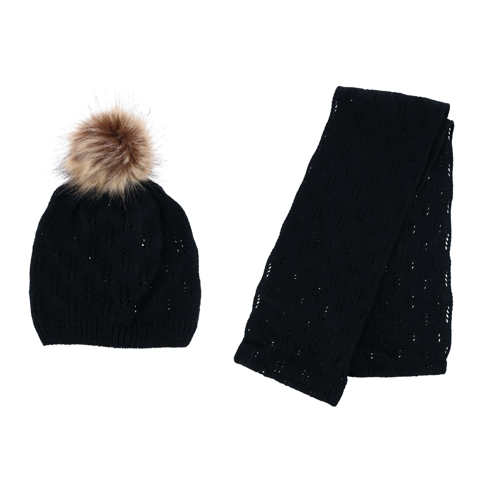Connex Gear Women's Acrylic Knit Beanie Pom Hat and Infinity Scarf Set - Women's Acrylic Knit Beanie Pom Hat and Infinity Scarf Set