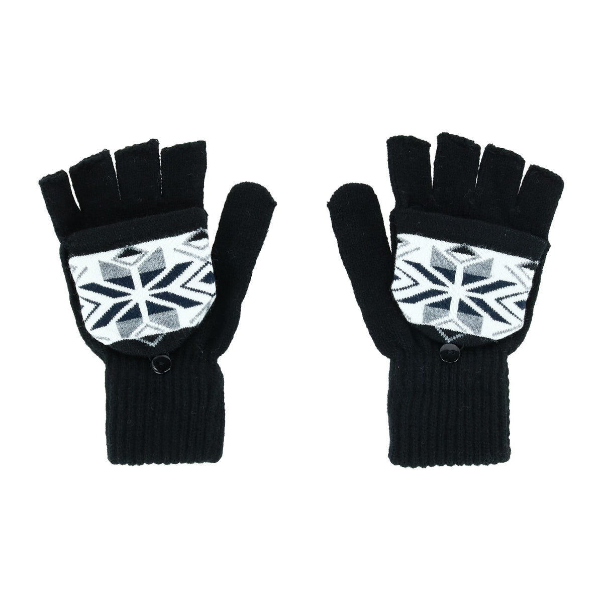 Connex Gear Women's Snowflake Print Hat Scarf & Glommit 3-Piece Winter Set - Black