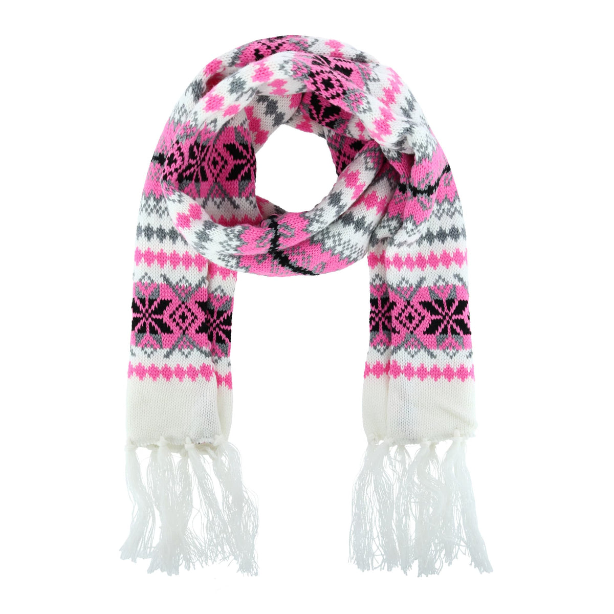 Connex Gear Women's Snowflake Print Hat Scarf & Glommit 3-Piece Winter Set - White