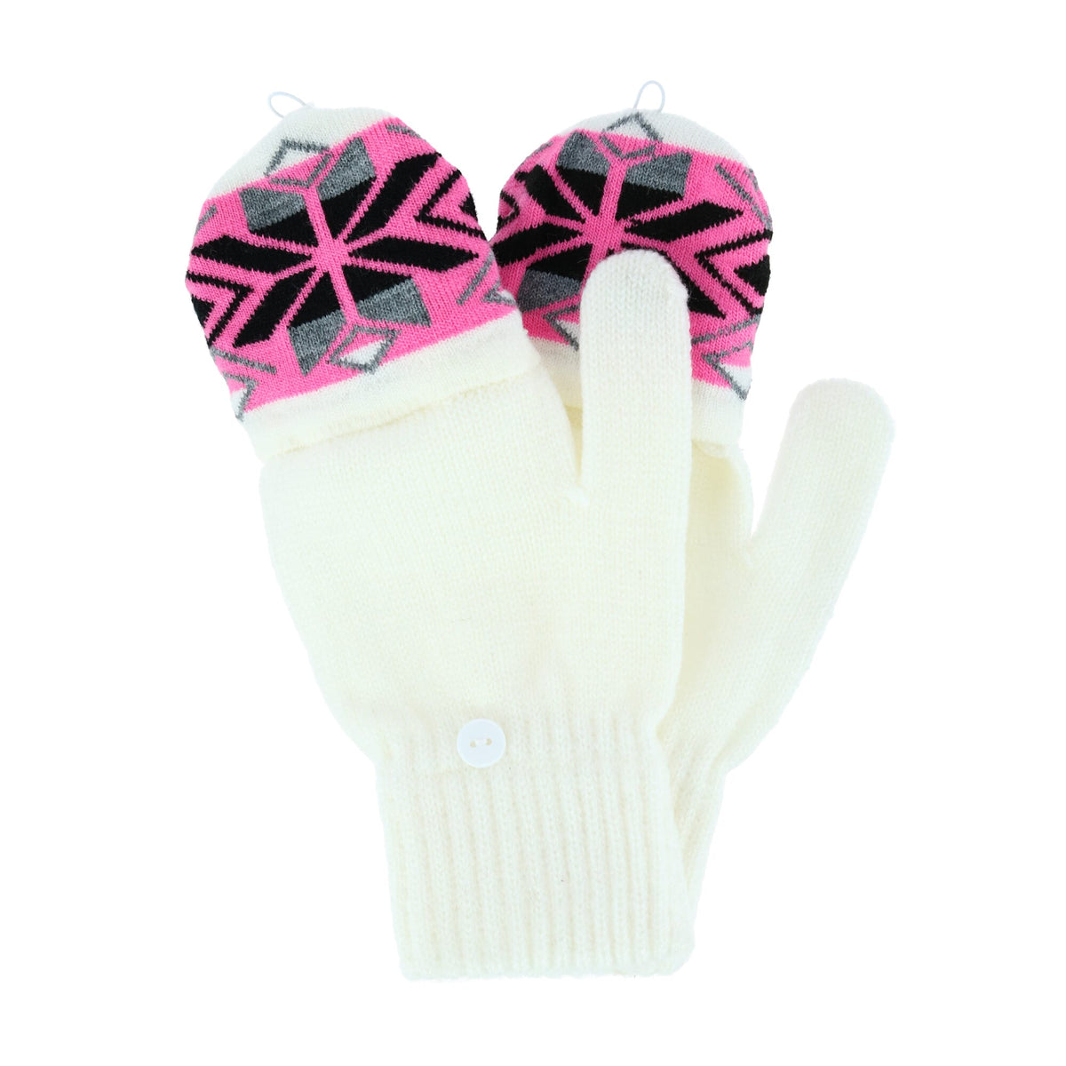 Connex Gear Women's Snowflake Print Hat Scarf & Glommit 3-Piece Winter Set - White
