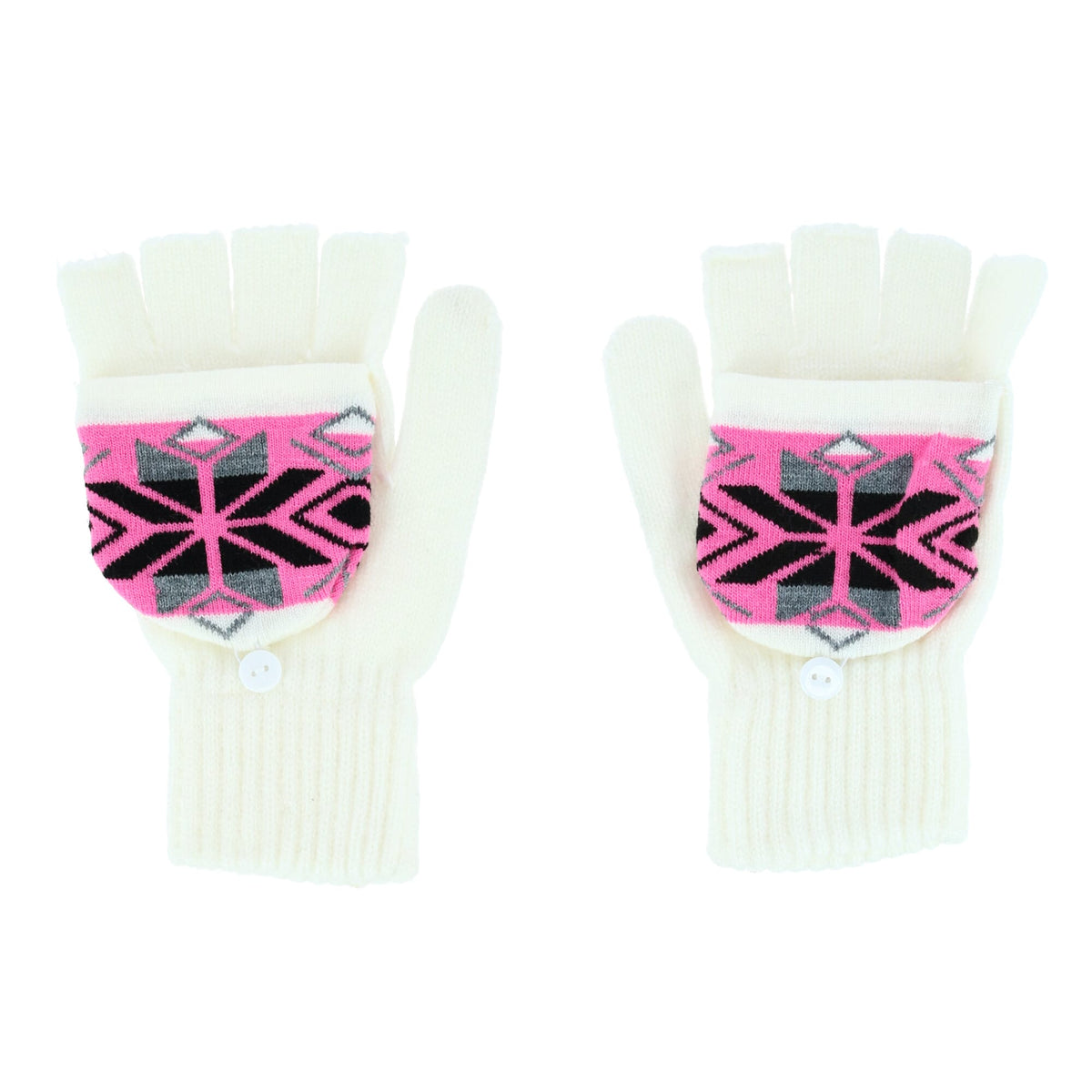 Connex Gear Women's Snowflake Print Hat Scarf & Glommit 3-Piece Winter Set - White