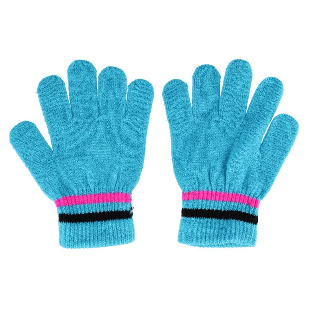 Connex Gear Girl's 8 - 16 Stripe Hat Scarf and Gloves 3 Piece Winter Set - Blue