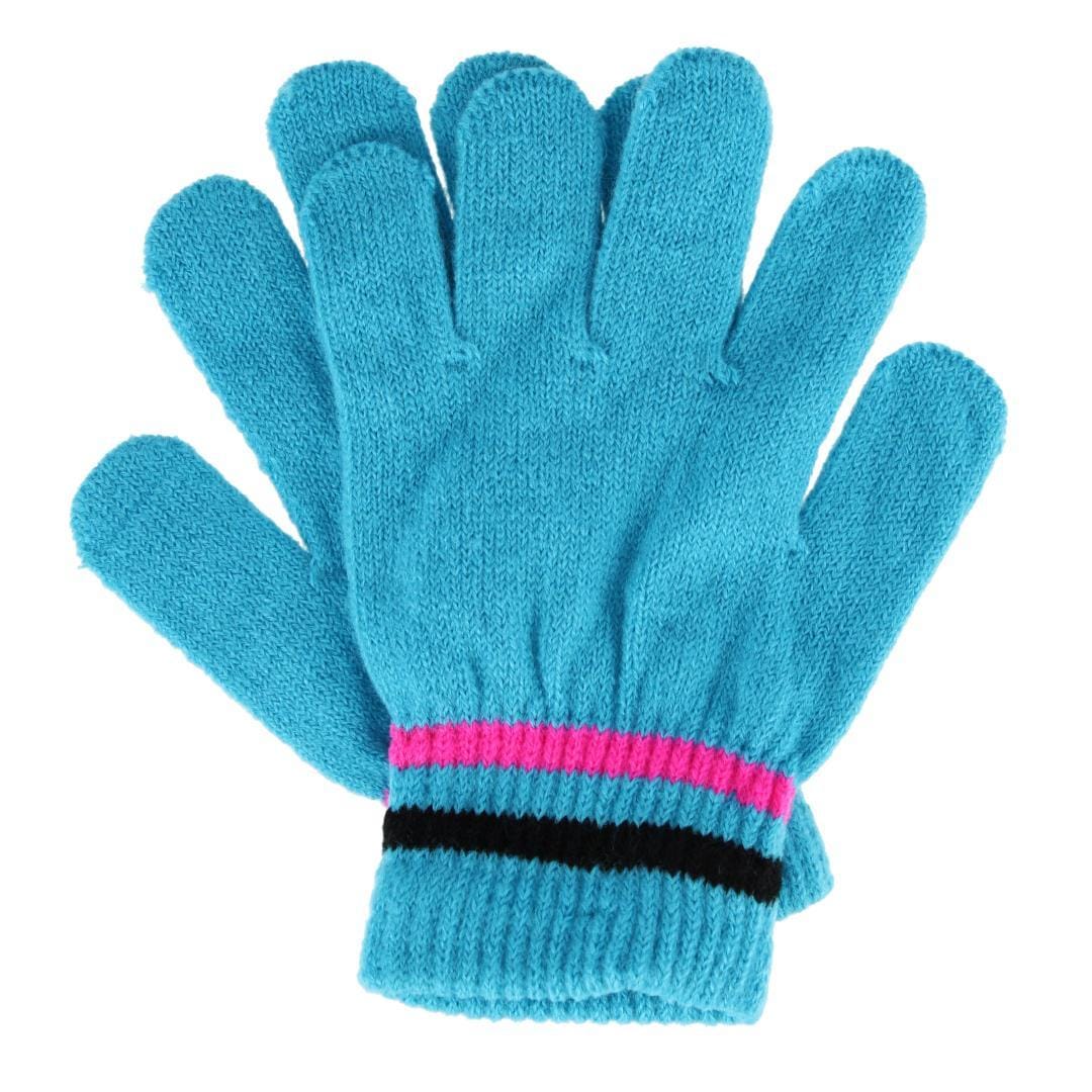 Connex Gear Girl's 8 - 16 Stripe Hat Scarf and Gloves 3 Piece Winter Set - Blue