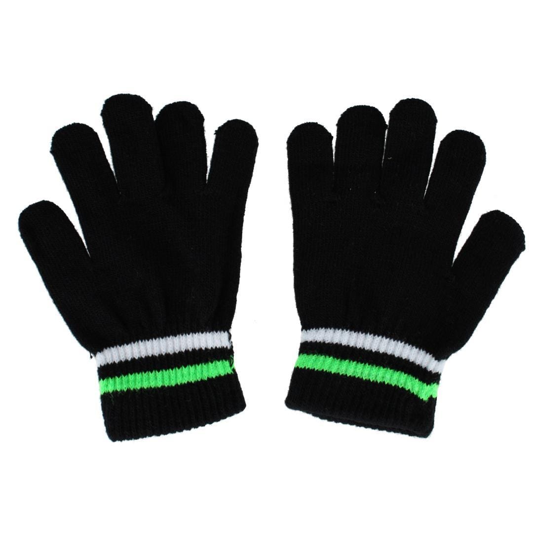 Connex Gear Girl's 8 - 16 Stripe Hat Scarf and Gloves 3 Piece Winter Set - Green