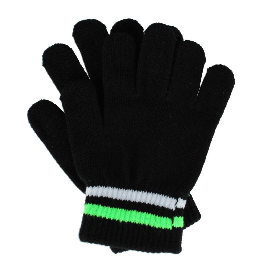 Connex Gear Girl's 8 - 16 Stripe Hat Scarf and Gloves 3 Piece Winter Set - Green