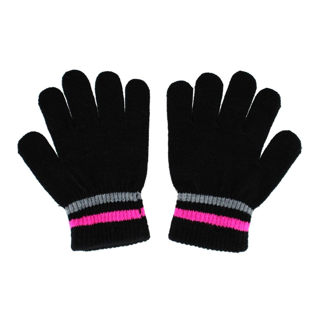 Connex Gear Girl's 8 - 16 Stripe Hat Scarf and Gloves 3 Piece Winter Set - Pink
