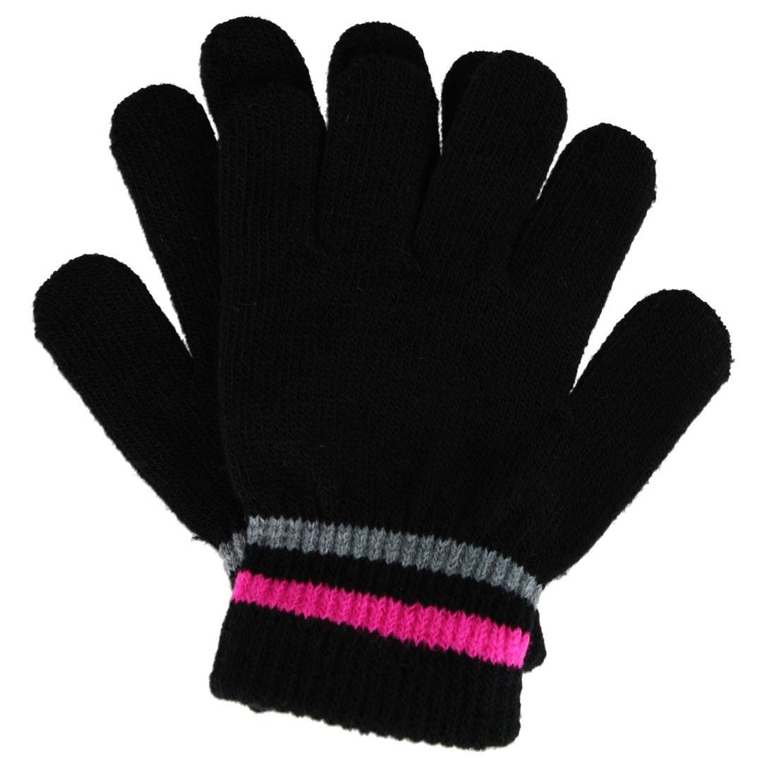 Connex Gear Girl's 8 - 16 Stripe Hat Scarf and Gloves 3 Piece Winter Set - Pink