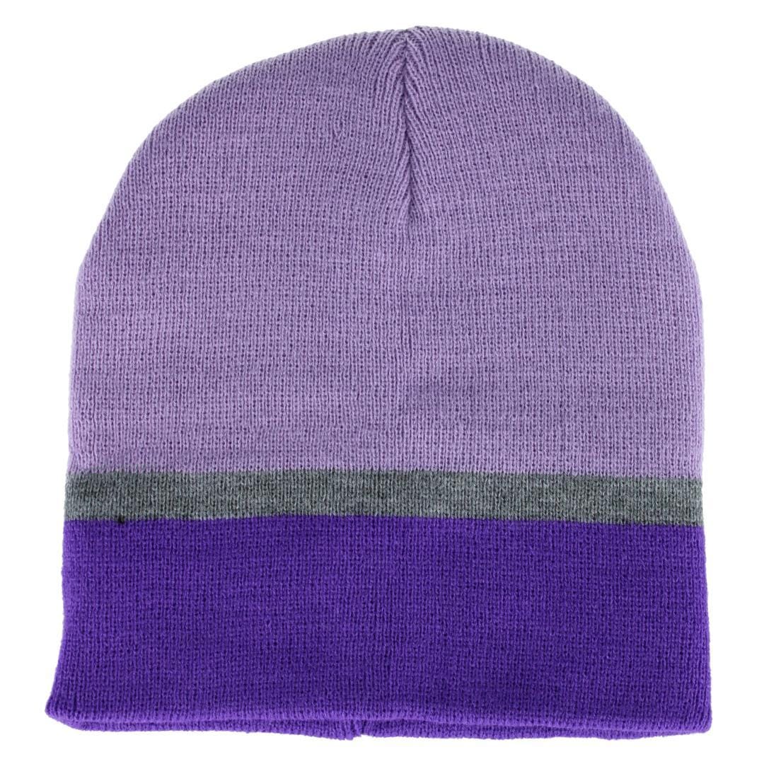 Connex Gear Girl's 8 - 16 Stripe Hat Scarf and Gloves 3 Piece Winter Set - Purple
