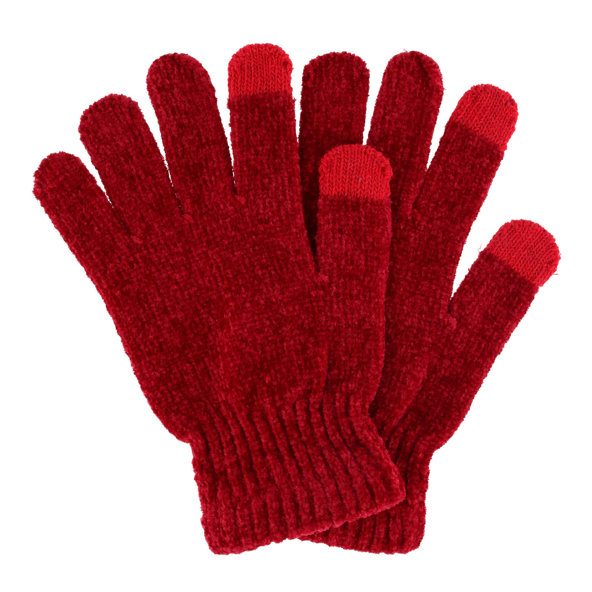 CTM® Women's Chenille Winter Gloves - Red