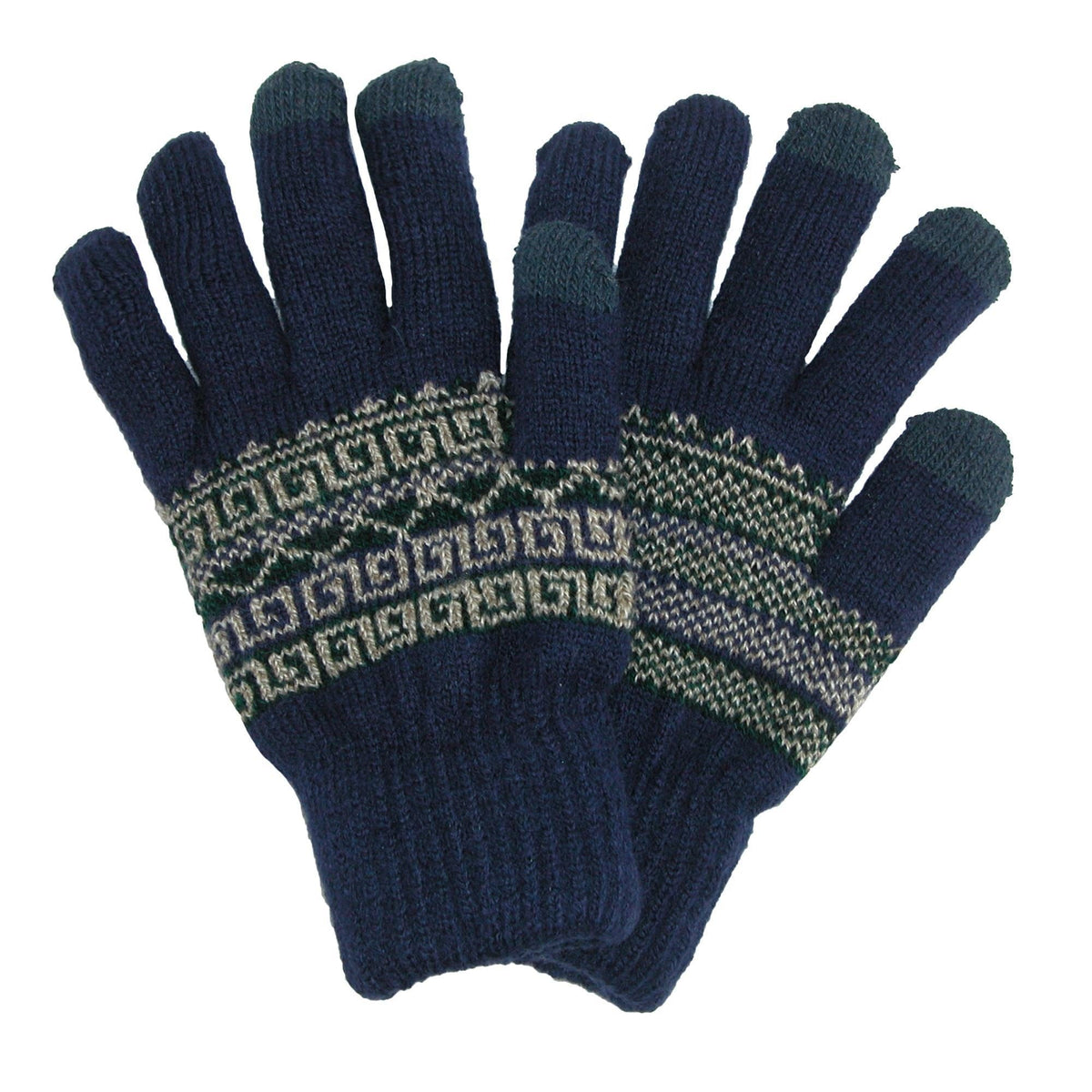 CTM® Men's Fairisle Touchscreen  Gloves - Navy