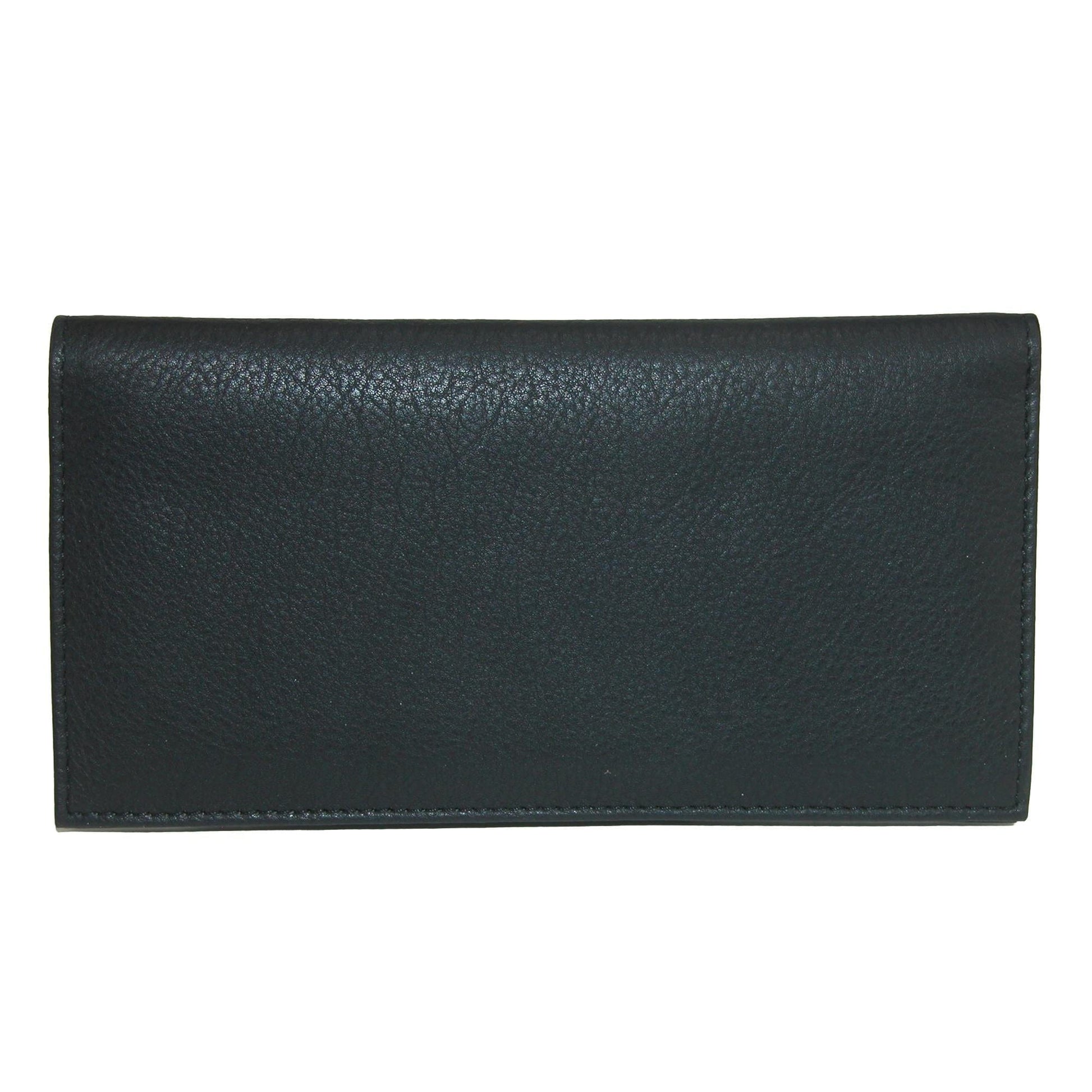 CTM® Leather Solid Color Checkbook Cover Wallet - Black