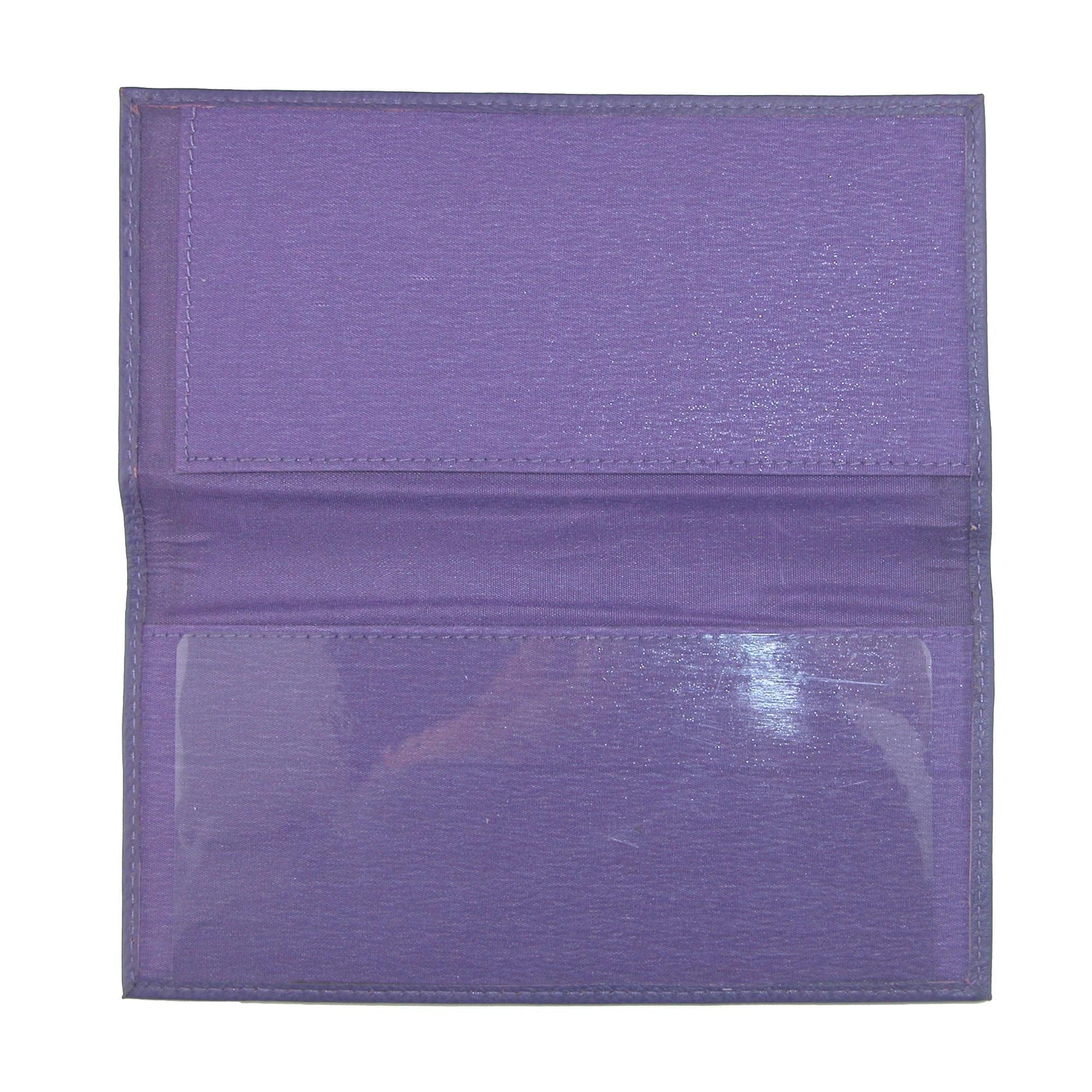 CTM® Leather Solid Color Checkbook Cover Wallet - Purple