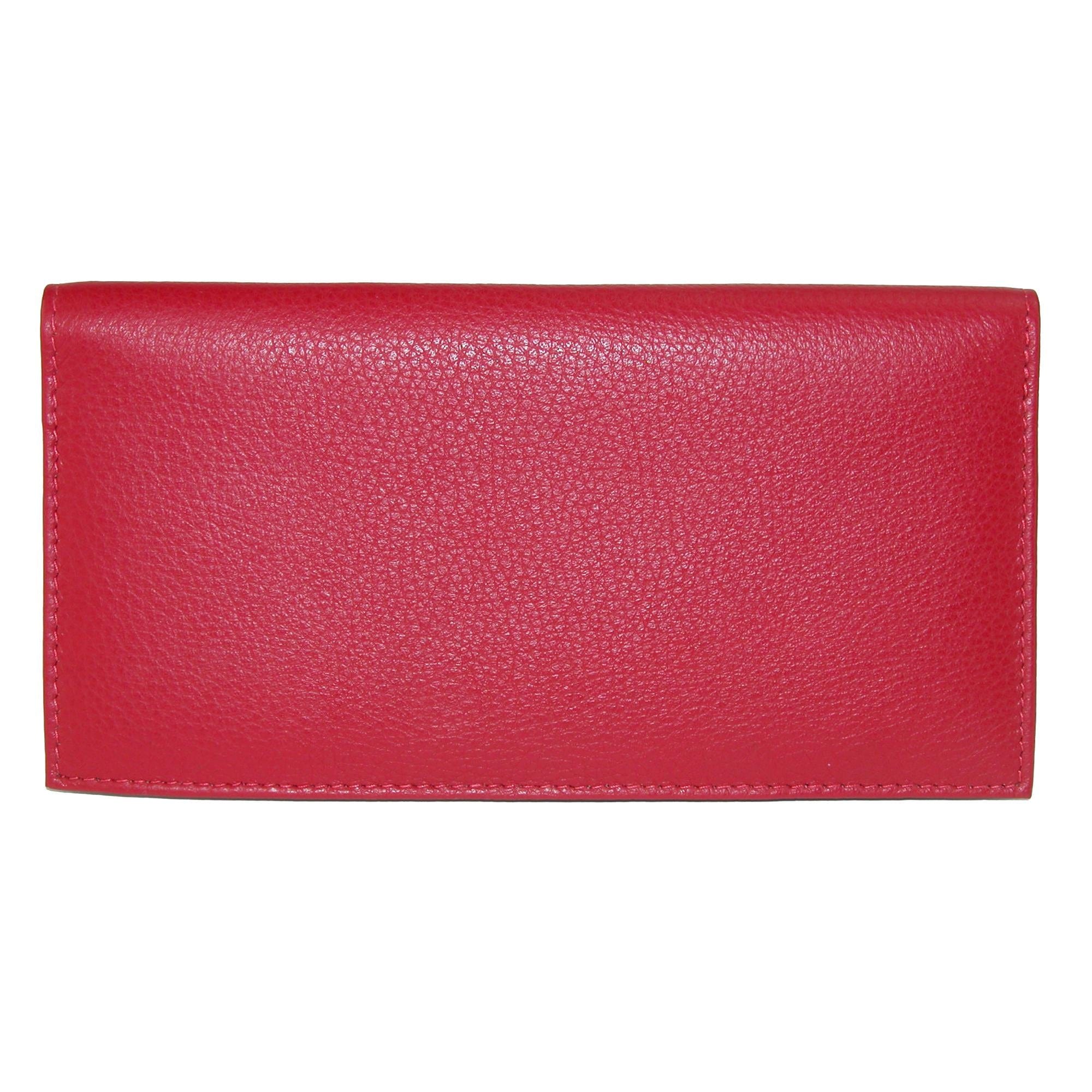CTM® Leather Solid Color Checkbook Cover Wallet