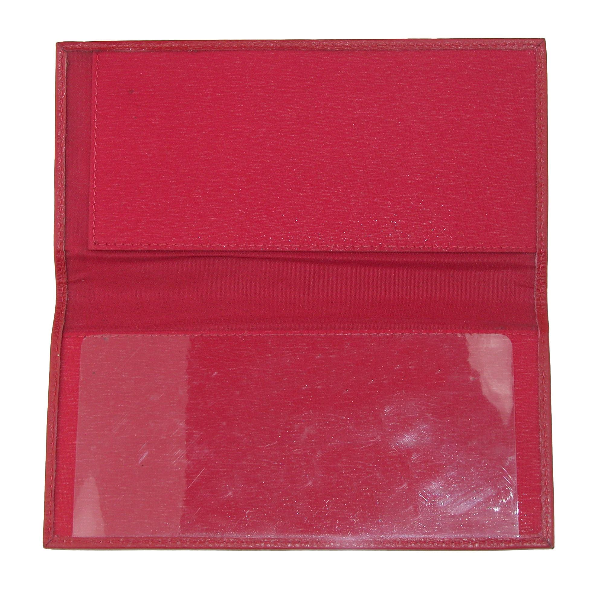 CTM® Leather Solid Color Checkbook Cover Wallet - Red