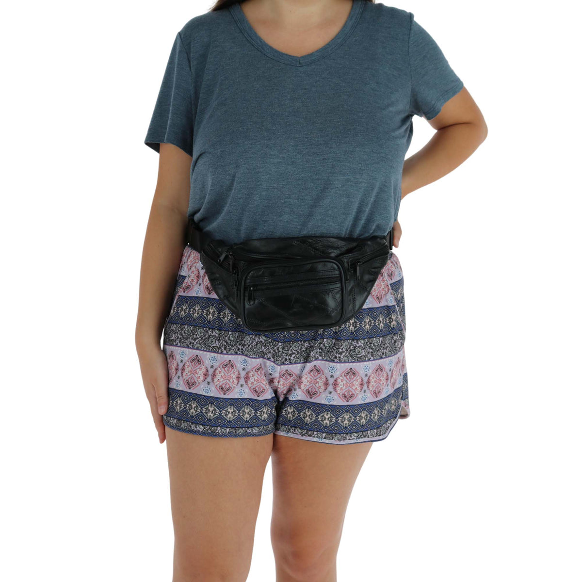 CTM® Patch Leather Small Fanny Waist Pack - Black