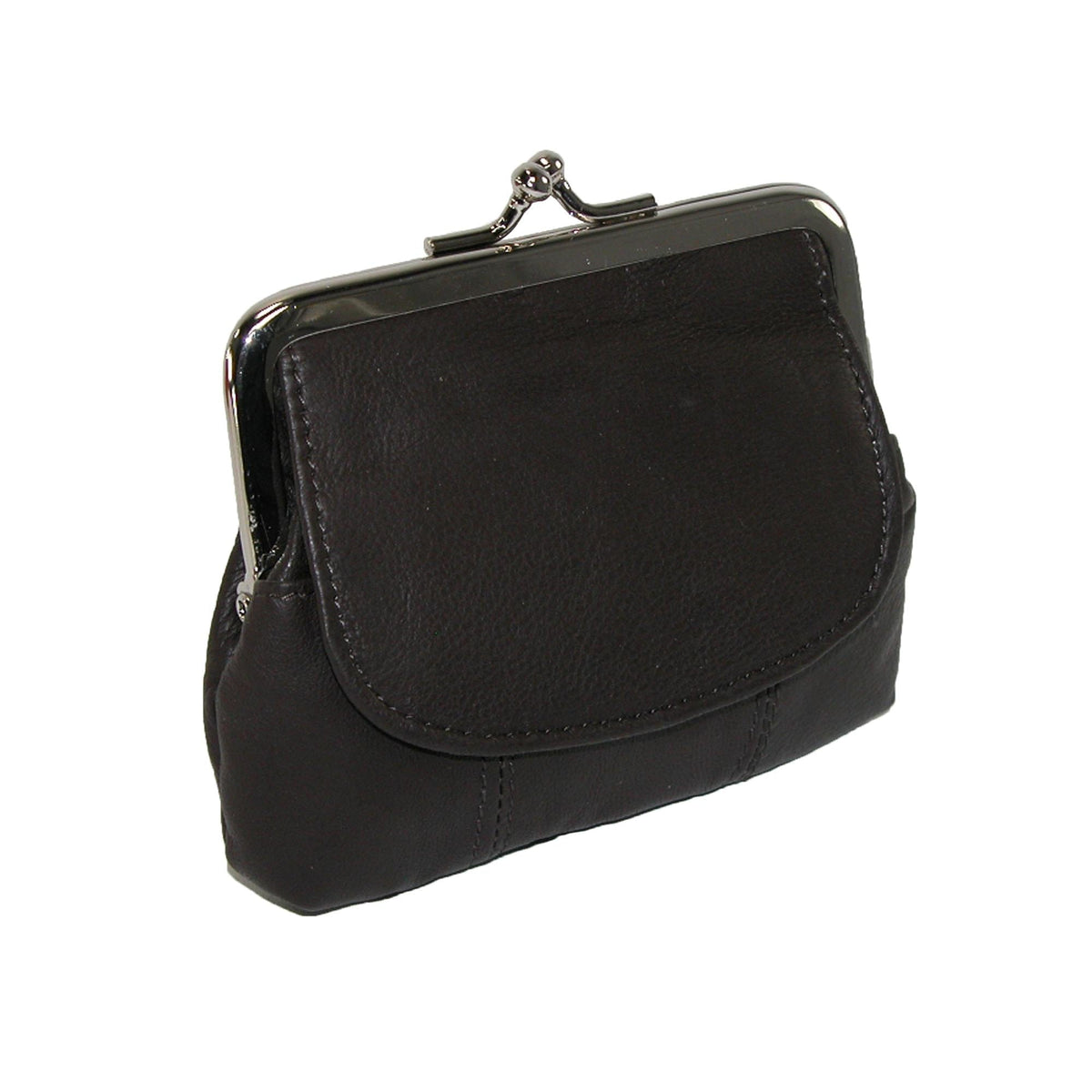 CTM® Leather Double Compartment Coin Purse Wallet - Black