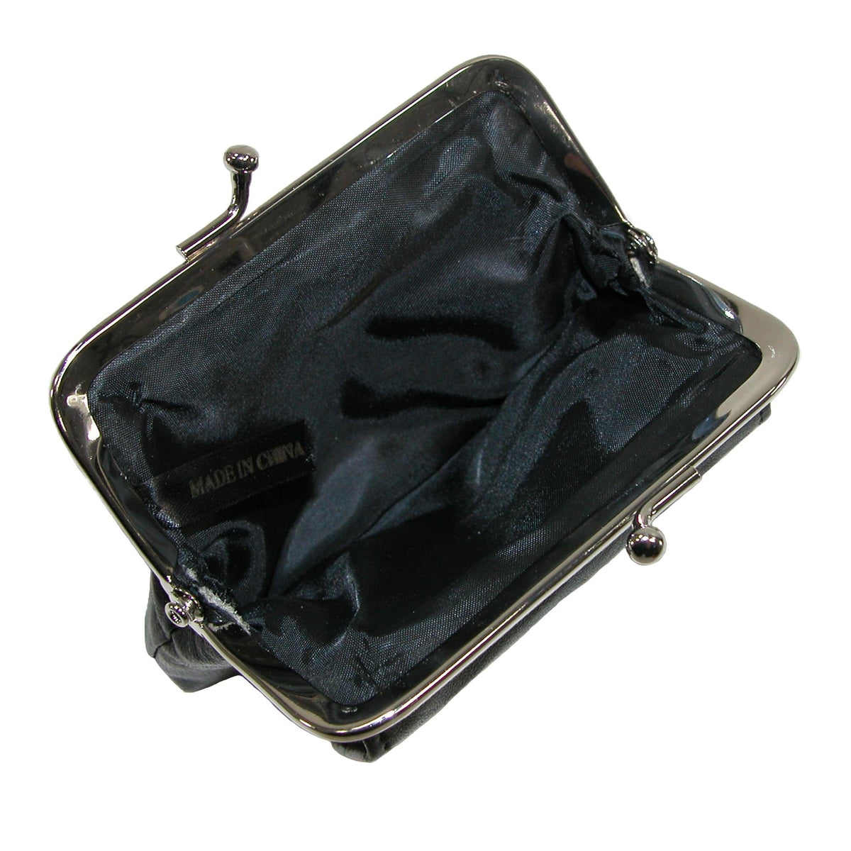 CTM® Leather Double Compartment Coin Purse Wallet - Black