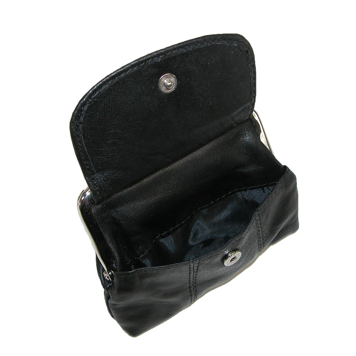 CTM® Leather Double Compartment Coin Purse Wallet - Black
