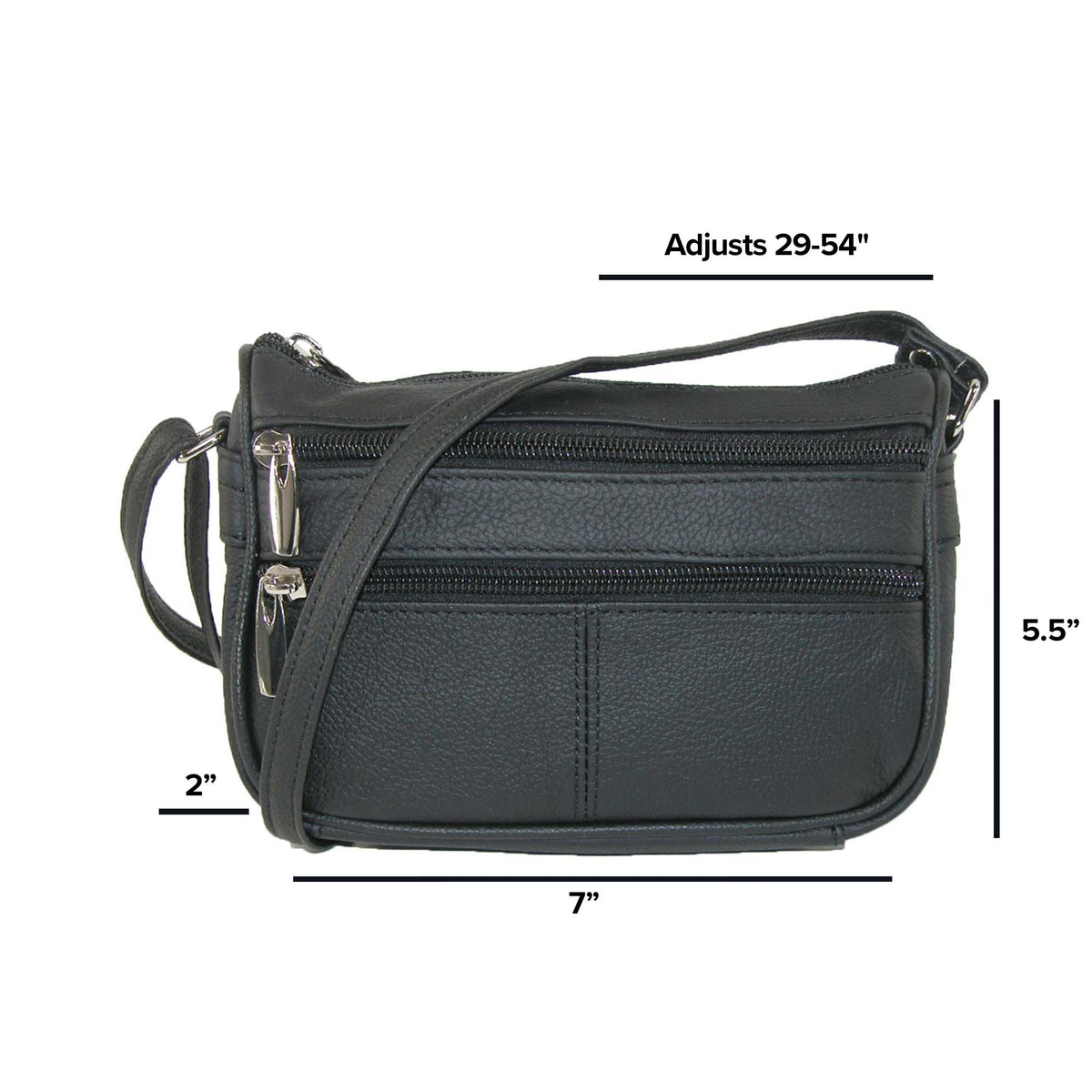 CTM® Women's Multi Pocket Adjustable Shoulder Bag Cross body - Black