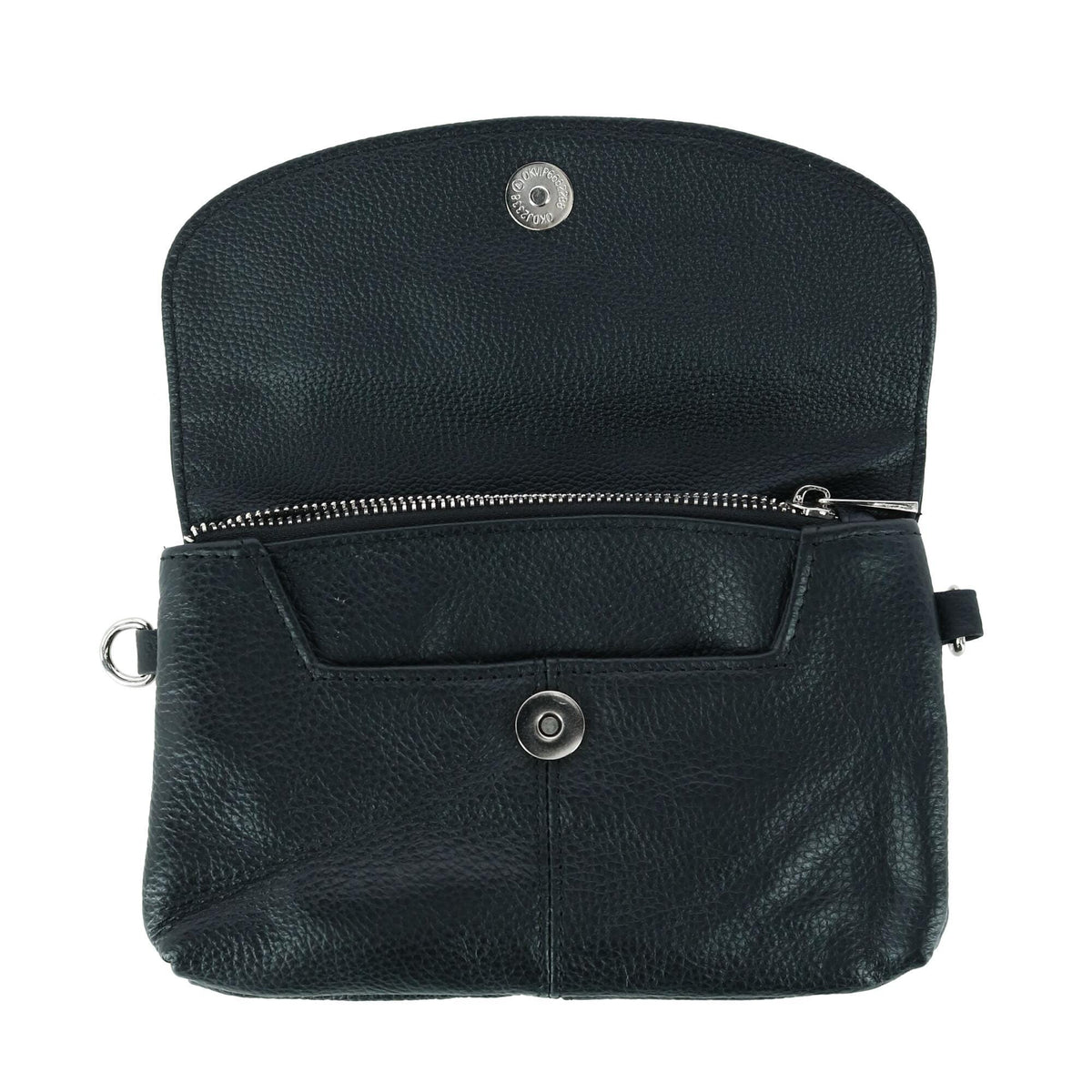 Cal-Wyn Women's Leather Wristlet Clutch with Removable Crossbody Strap - Black