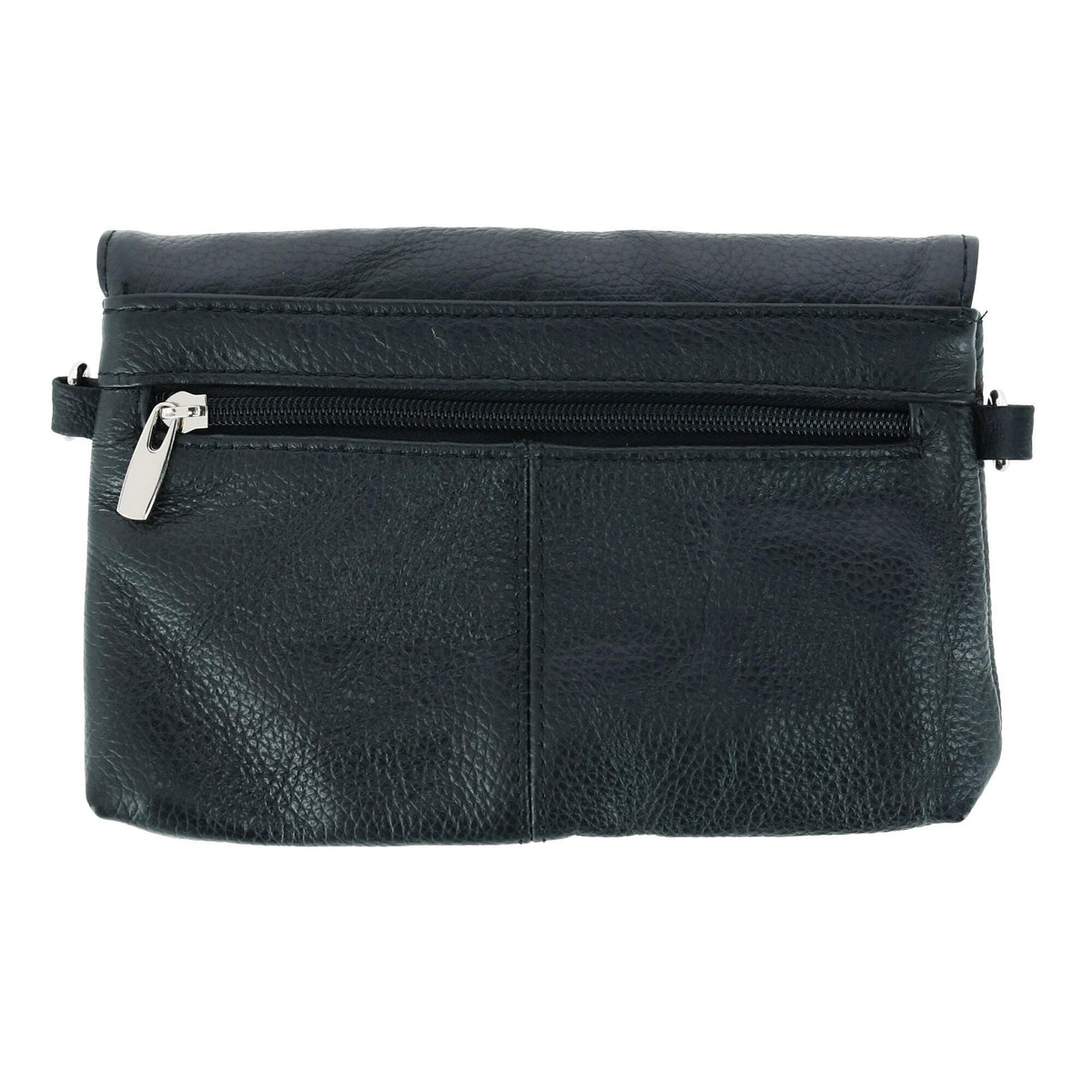 Cal-Wyn Women's Leather Wristlet Clutch with Removable Crossbody Strap - Black