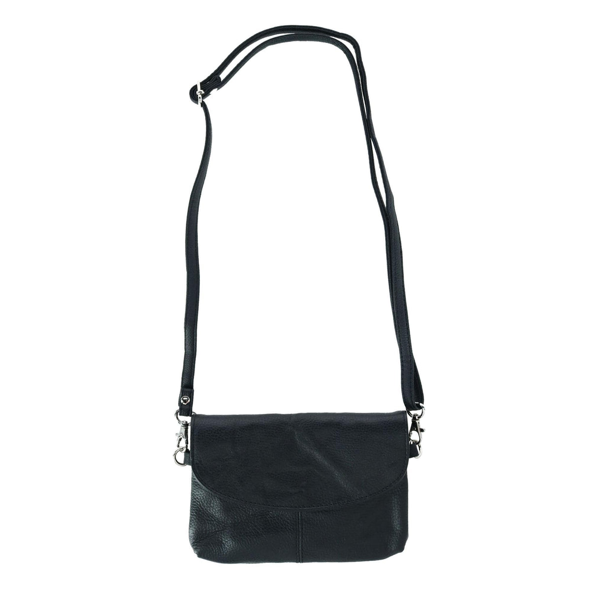 Cal-Wyn Women's Leather Wristlet Clutch with Removable Crossbody Strap - Black