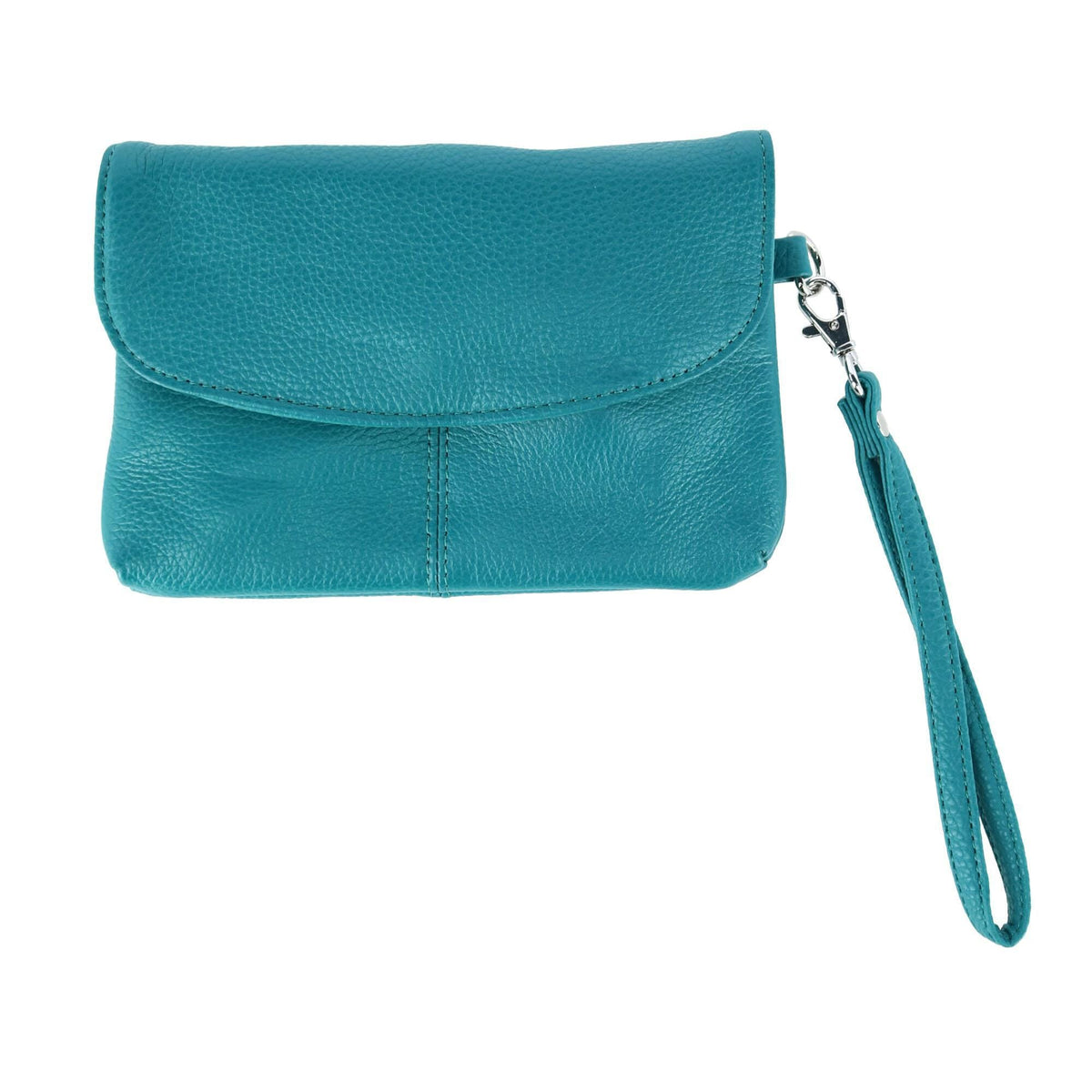 Cal-Wyn Women's Leather Wristlet Clutch with Removable Crossbody Strap - Turquoise