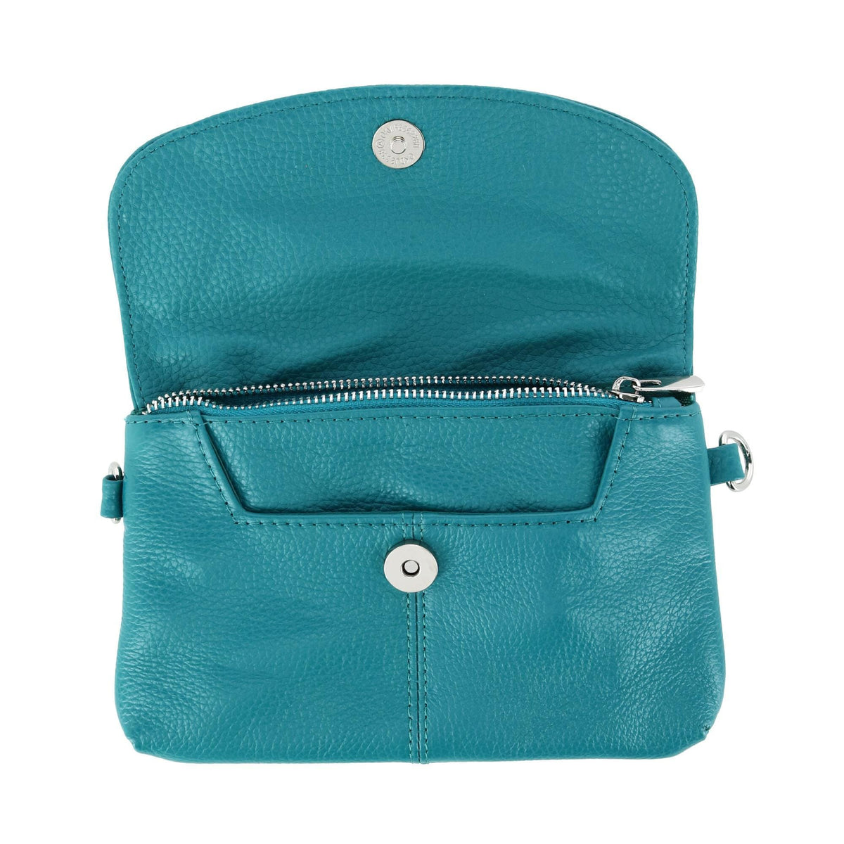 Cal-Wyn Women's Leather Wristlet Clutch with Removable Crossbody Strap - Turquoise